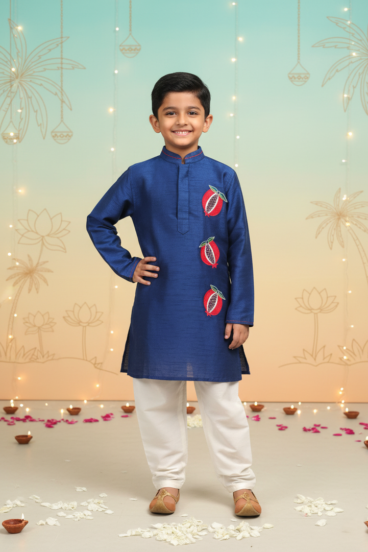 Blue Embroidered Anaar Kurta Set for Boys