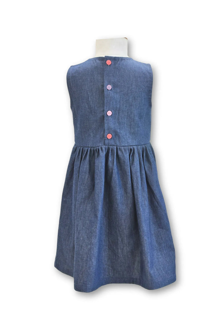 Sequence Embroidered Dark Denim Dress