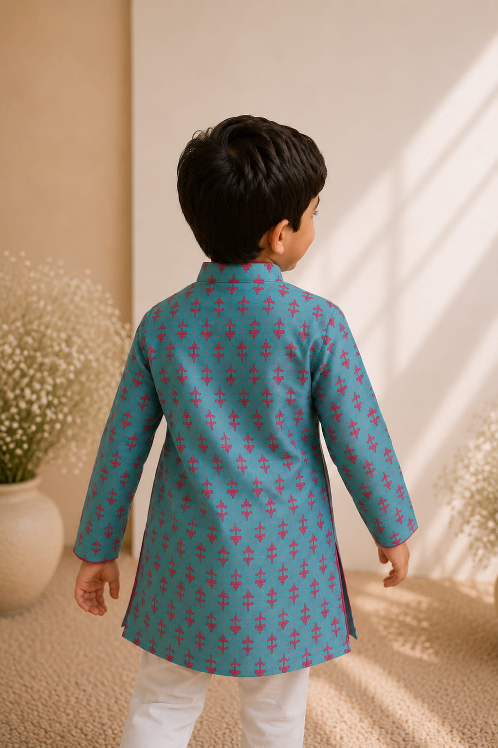 Printed Kurta Set in Turquoise