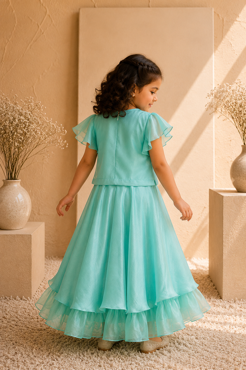 Meadow — Jacket and Anarkali Set in Turquoise