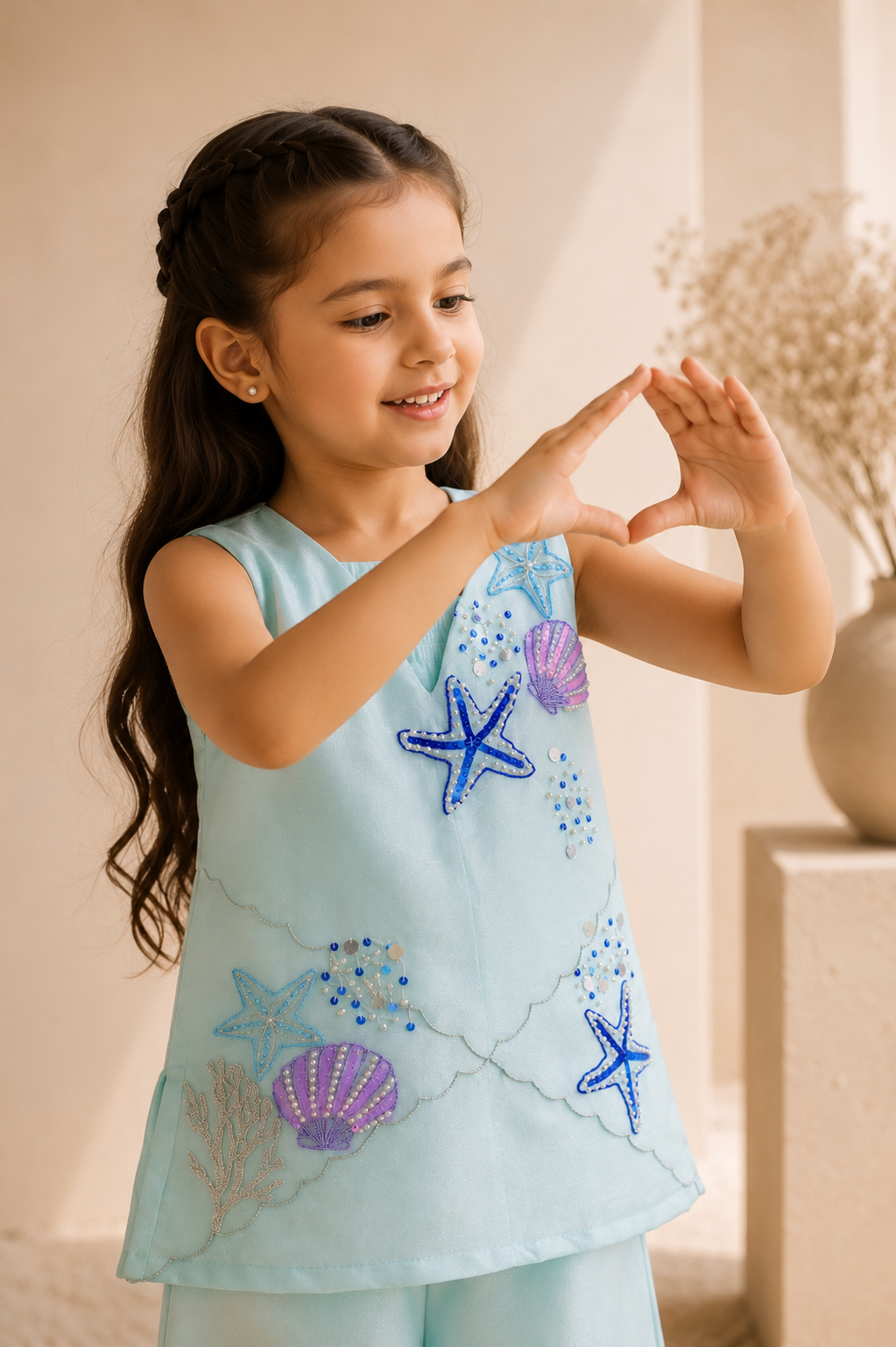 Coral — Kurta and Palazzo Set in Aqua