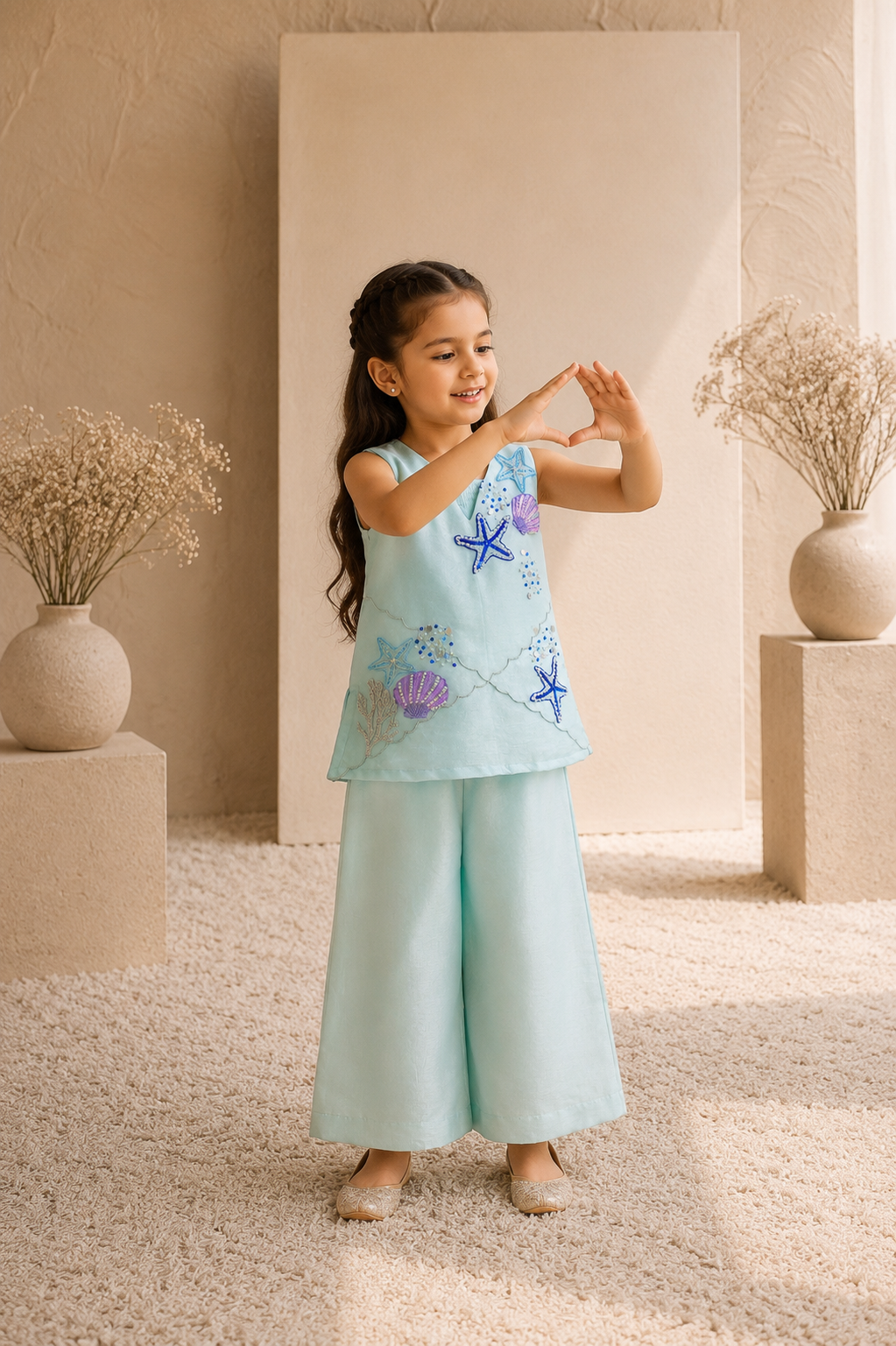 Coral — Kurta and Palazzo Set in Aqua