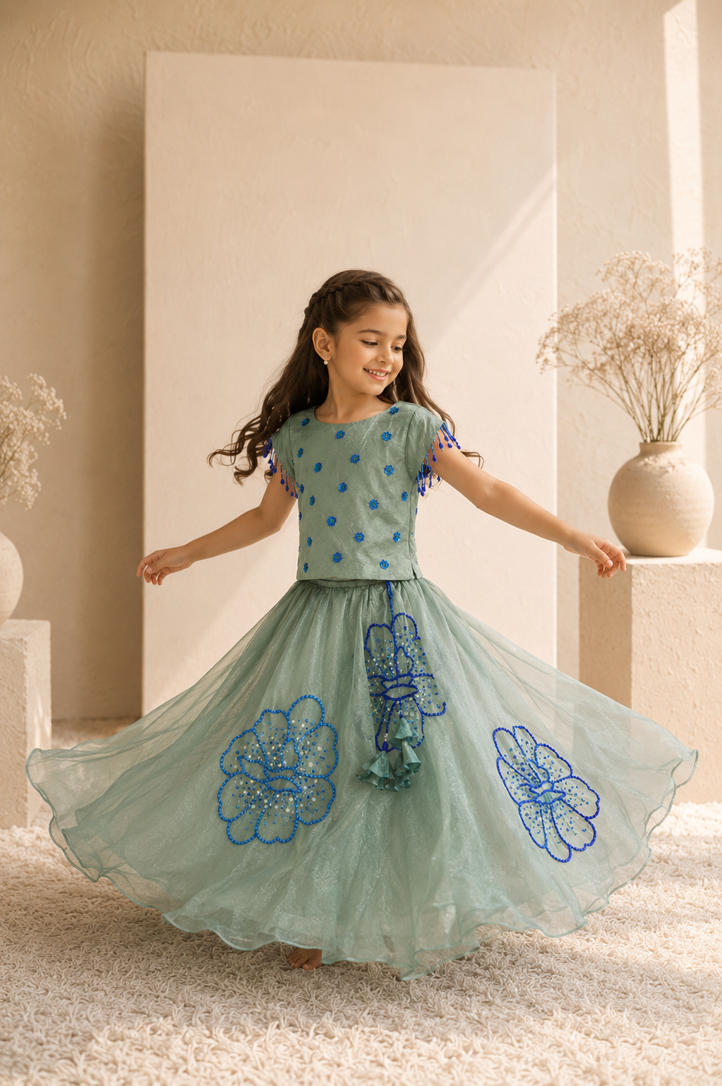 Fern — Lehenga Set in Sage Green