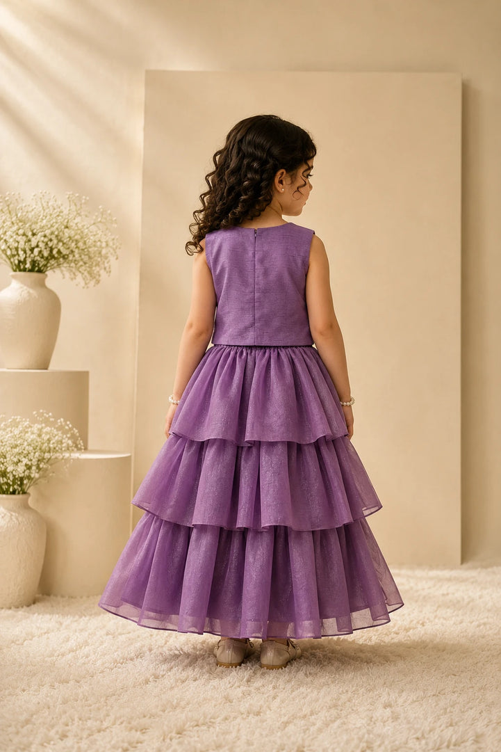 Tutti Frutti — Ice Cream Embroidered Blouse & Lehenga Set in Purple