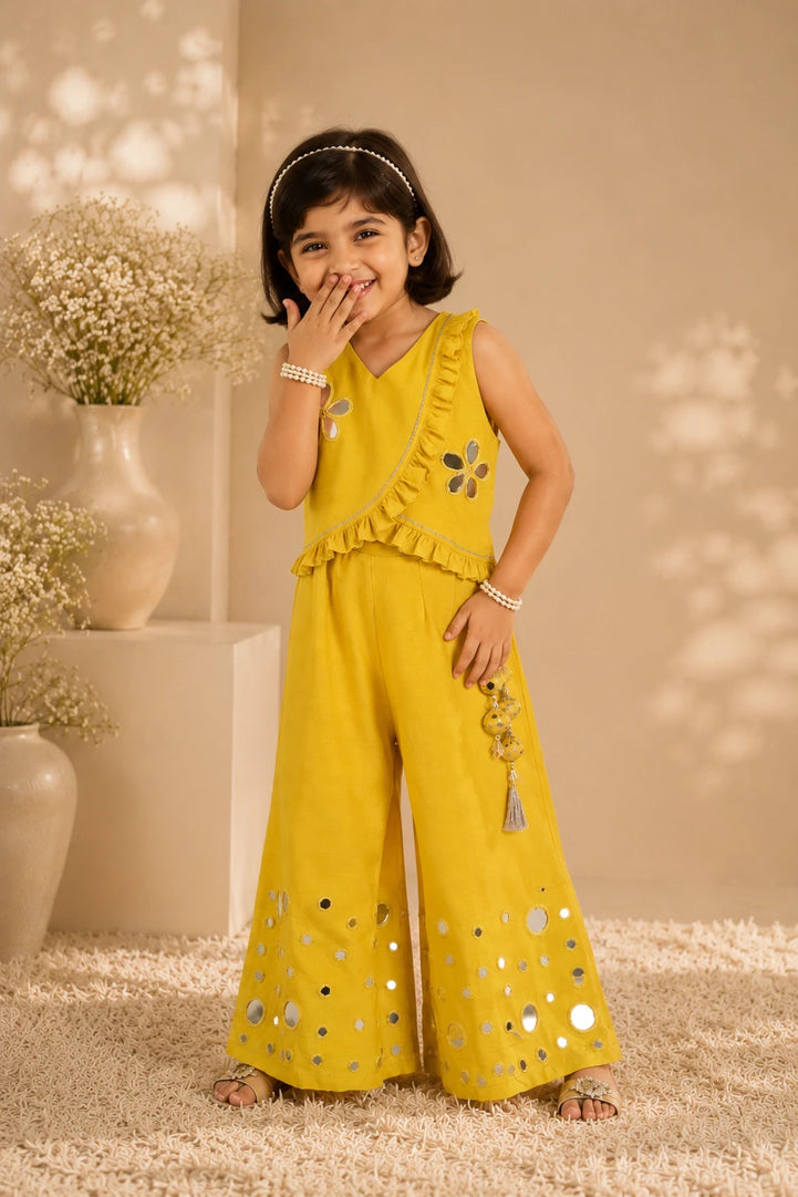 Sitaara — Crop Top and Palazzo Set in Sunshine Yellow