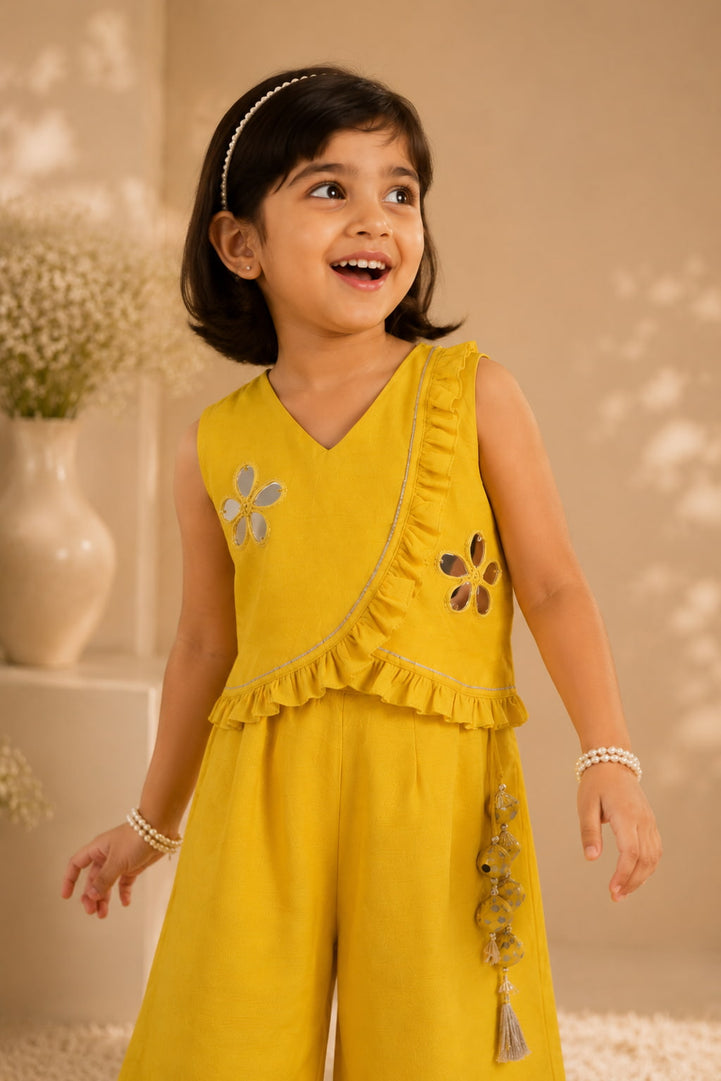 Sitaara — Crop Top and Palazzo Set in Sunshine Yellow
