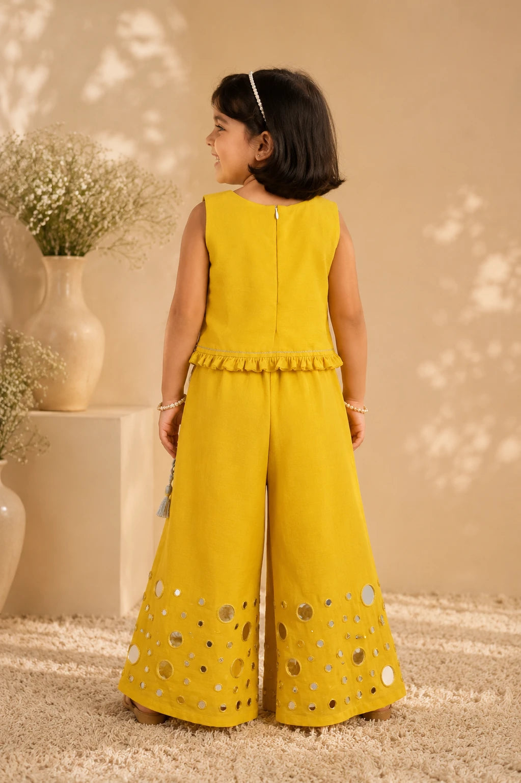 Sitaara — Crop Top and Palazzo Set in Sunshine Yellow