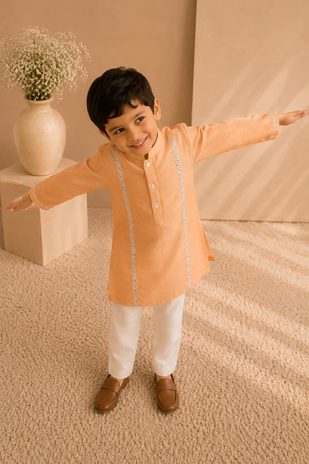 Solis — Kurta Set in Peach