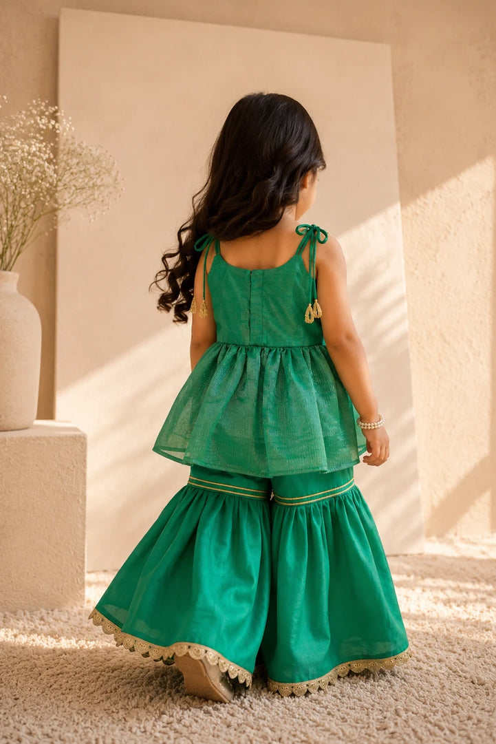 Chiria — Sharara Set in Emerald Green