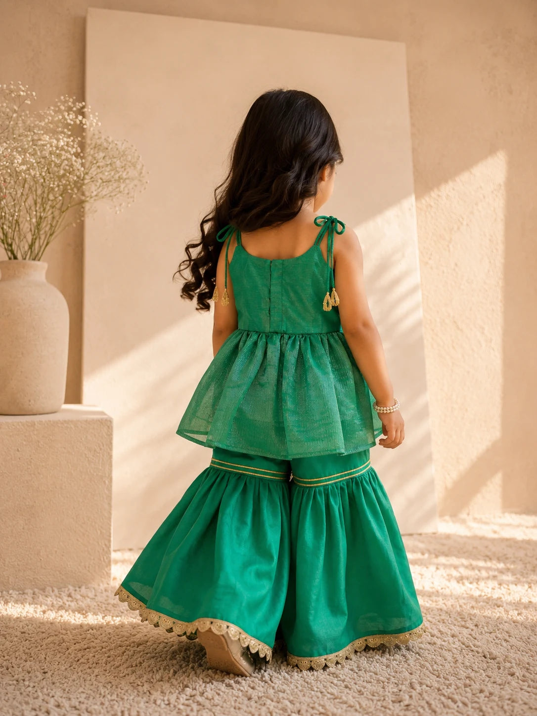 Chiria — Sharara Set in Emerald Green