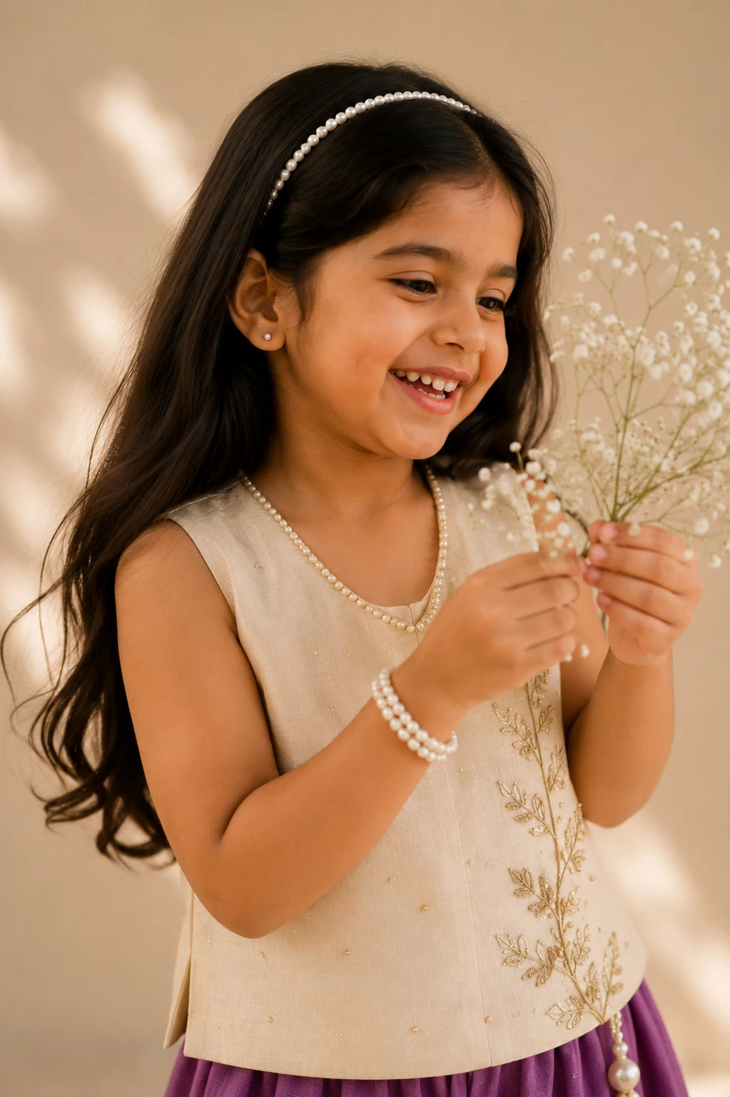 Lilas — Crop Top and Palazzo Set in Ivory and Lavender