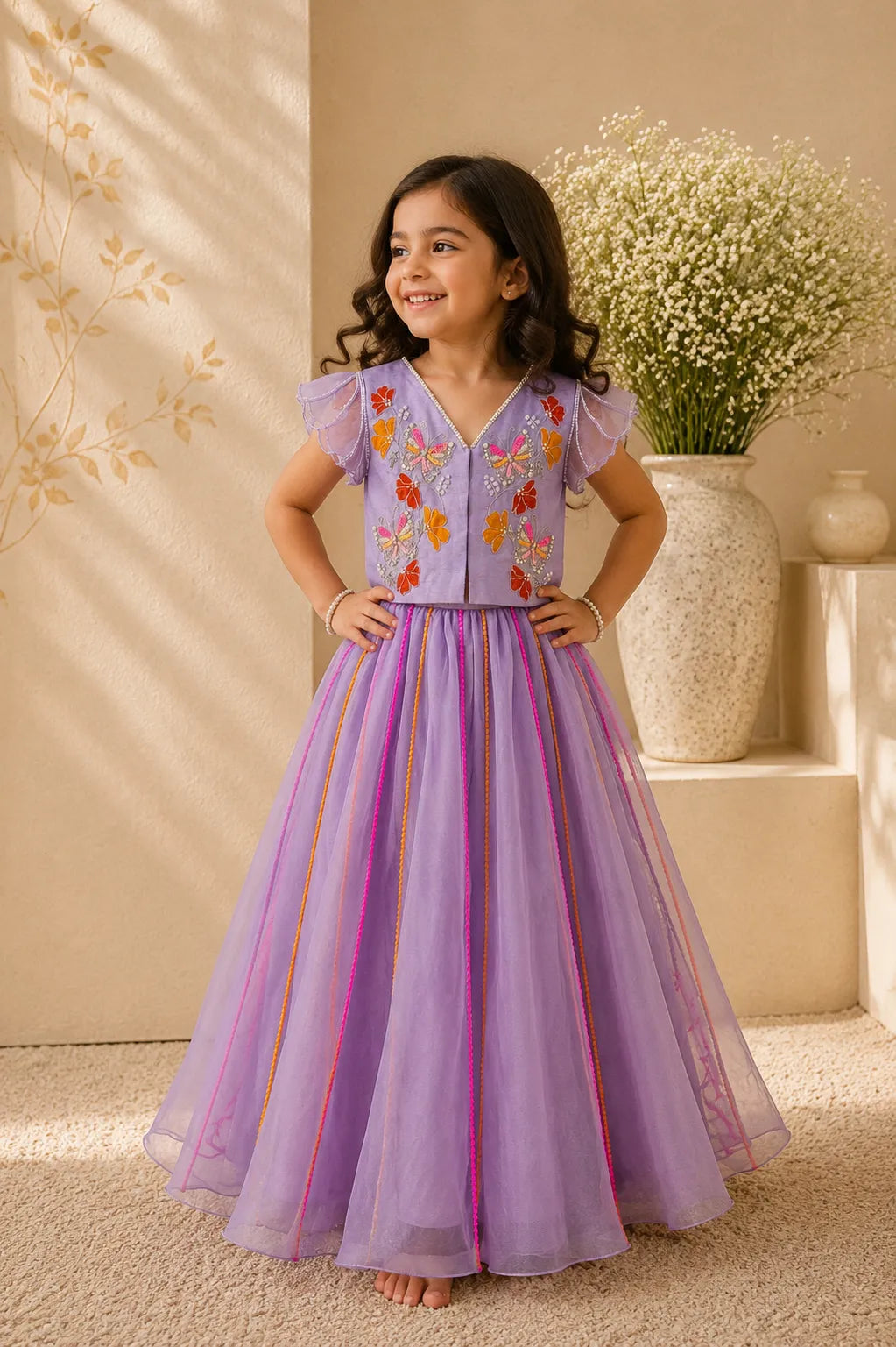 Titli — Hand-Embroidered Lehenga Set in Lavender