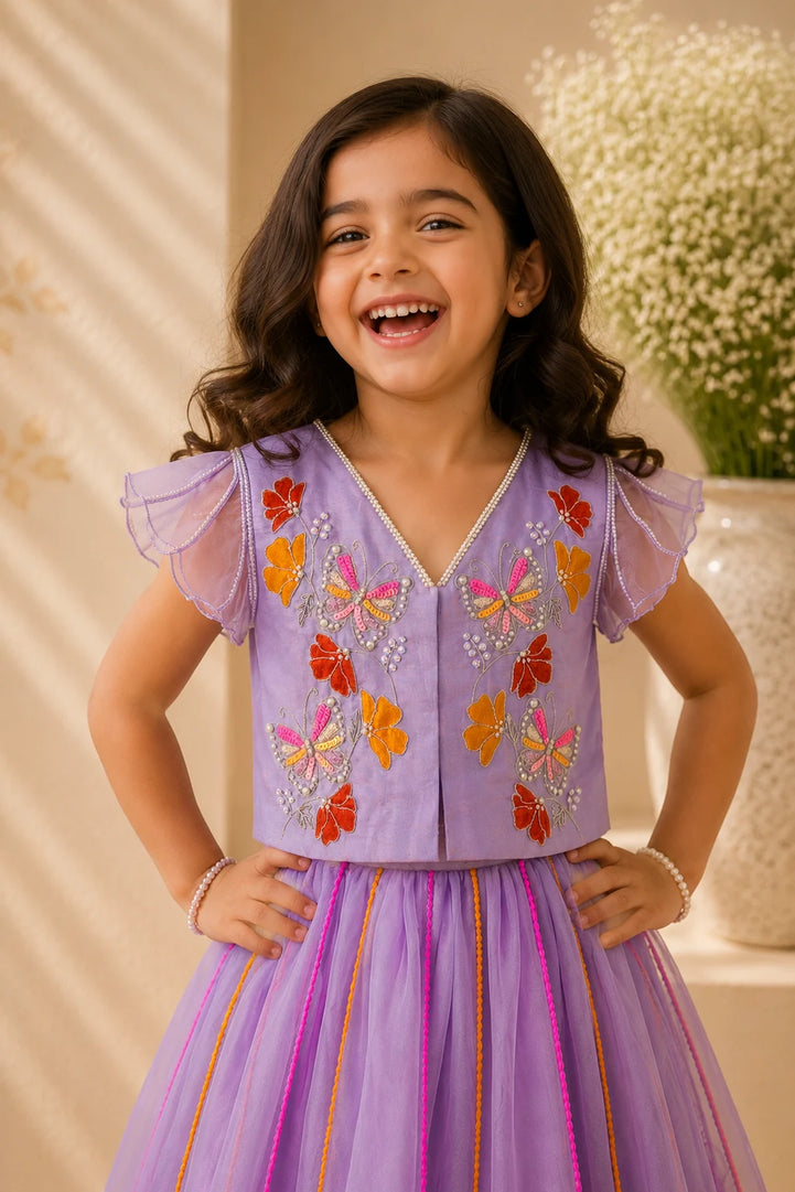 Titli — Hand-Embroidered Lehenga Set in Lavender