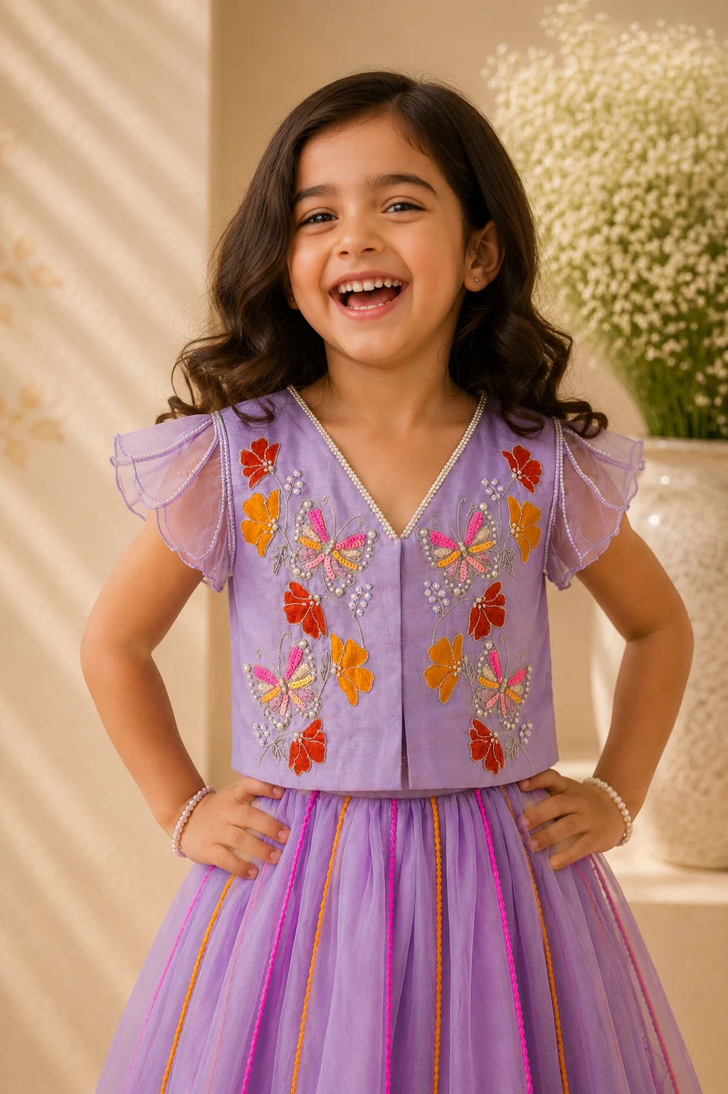 Titli — Hand-Embroidered Lehenga Set in Lavender