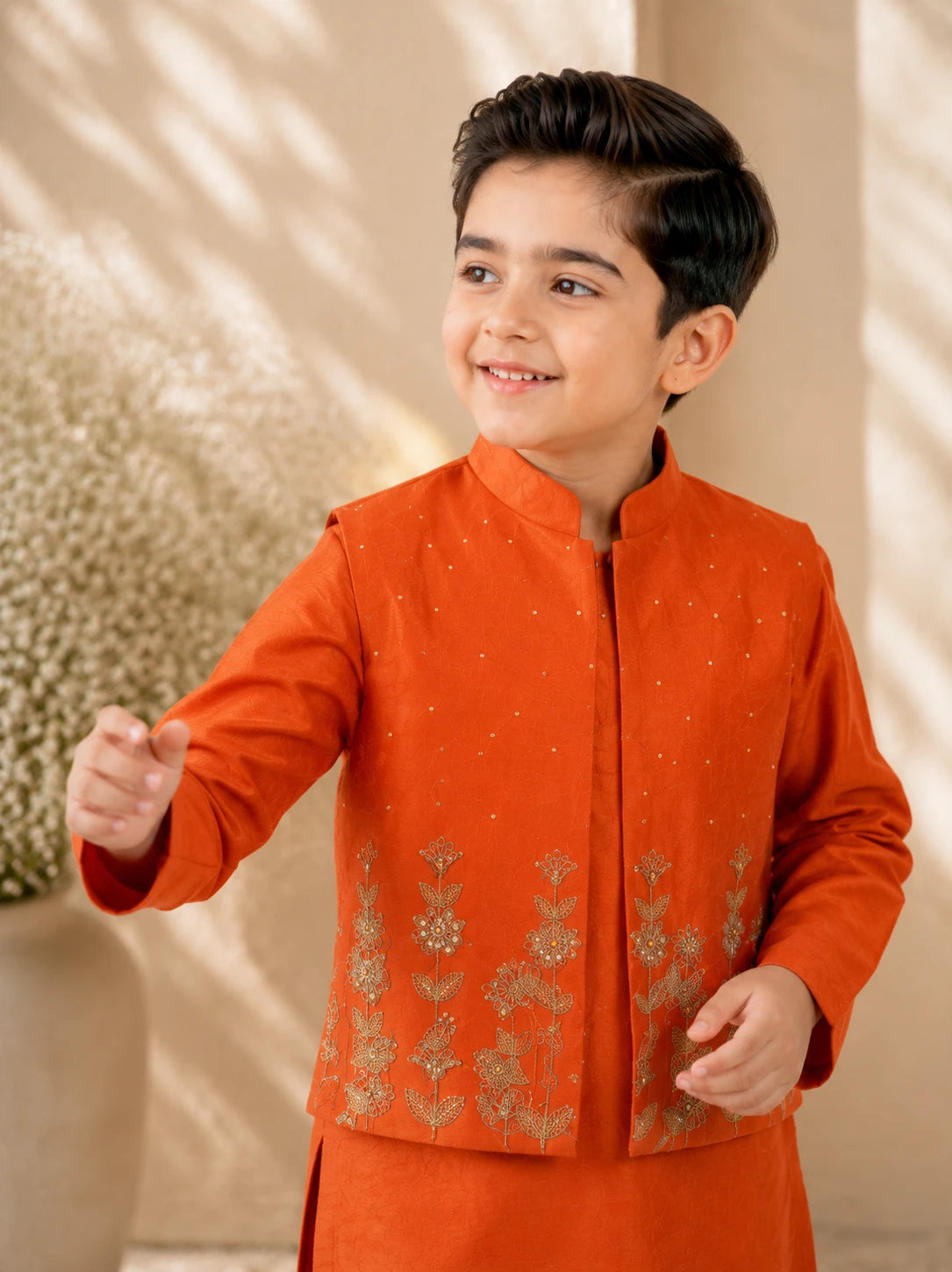 Vasant — Nehru Jacket, Kurta & Trouser Set in Rust