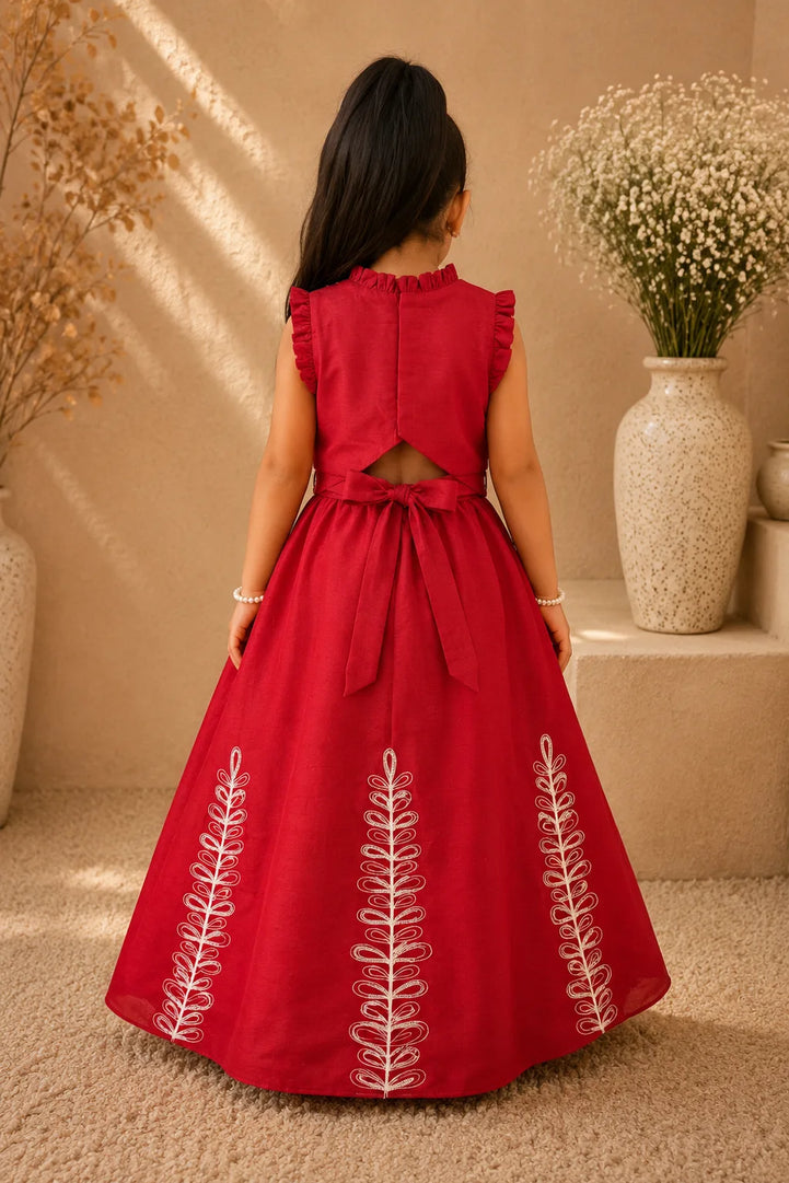 Palash — Pearl Embroidered Blouse & Lehenga Set in Red