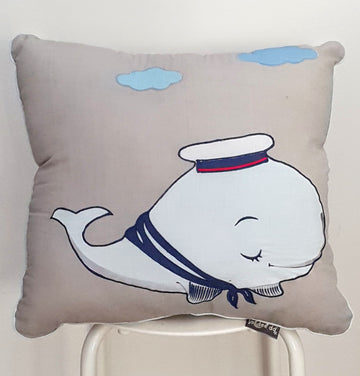 Nautical Whale Throw Cushion