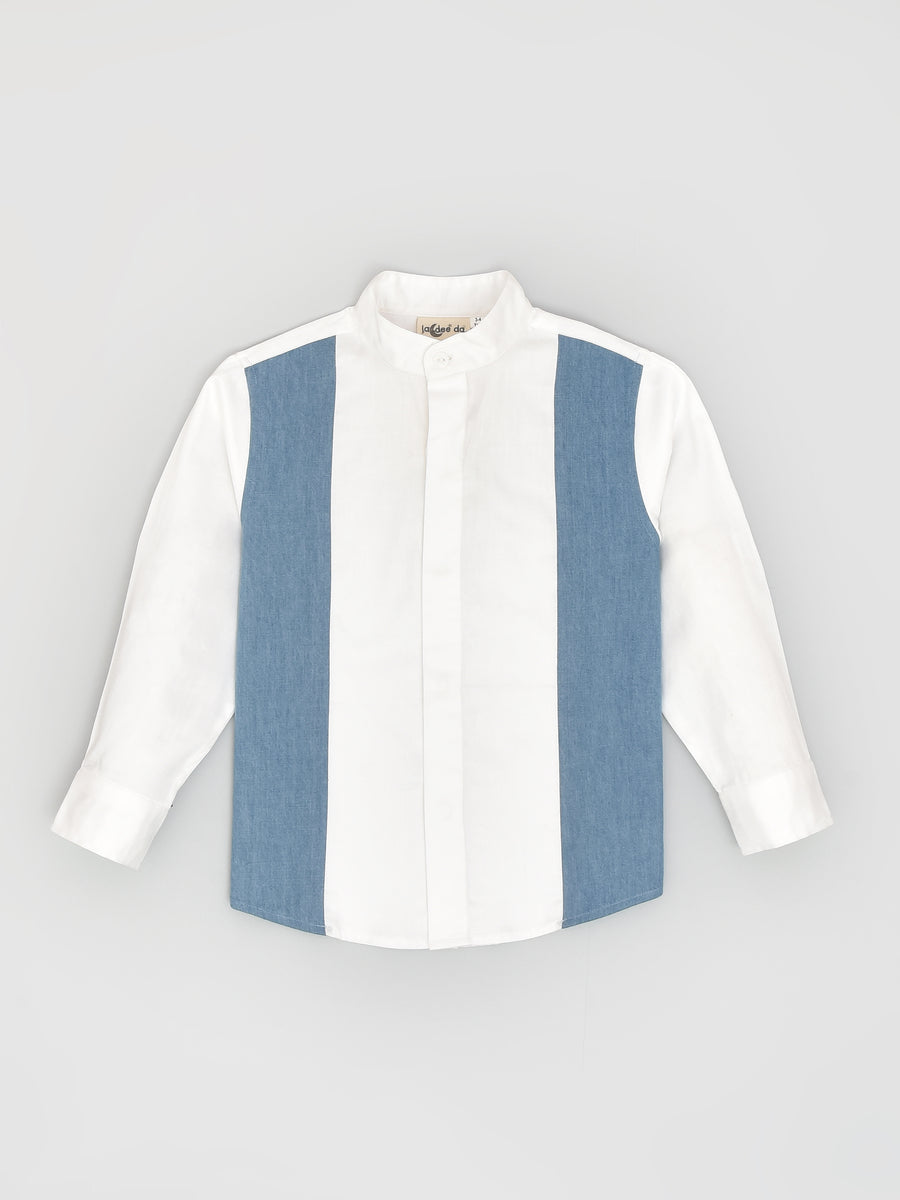 Denim White Panel Formal Shirt