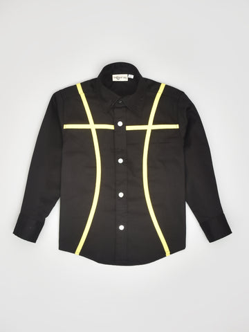 Black Party Shirt with Yellow Stripes