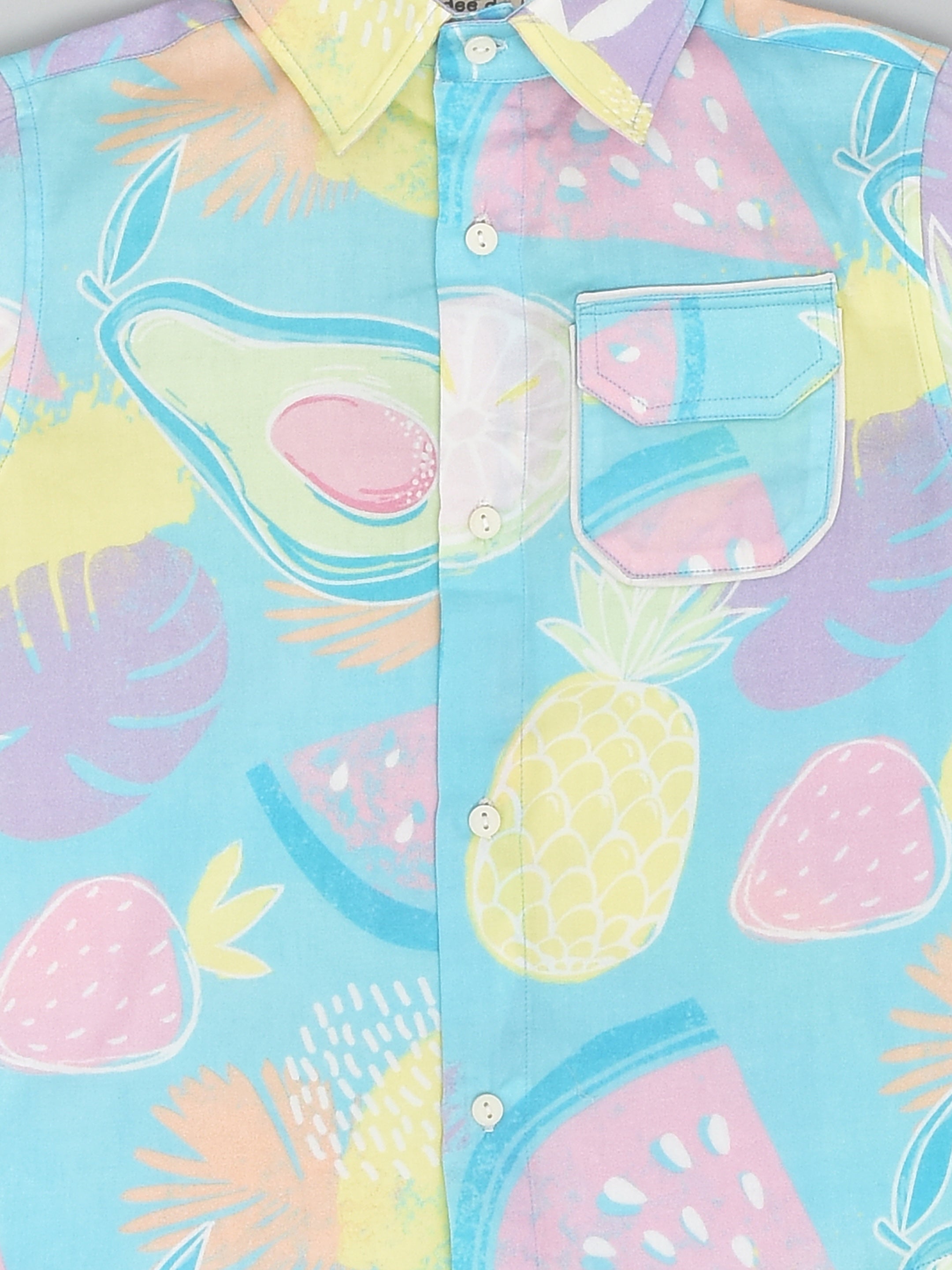 Summer Fruits Splash Half Sleeve Colourful Shirt for Boys