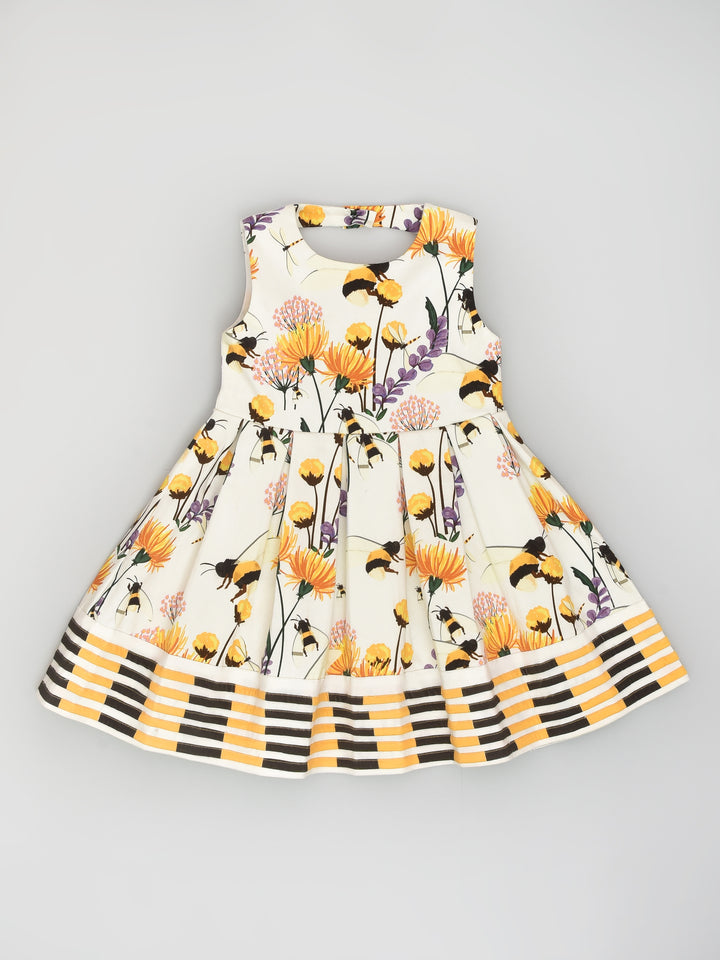 Bee and Floral Printed Brunch Dress