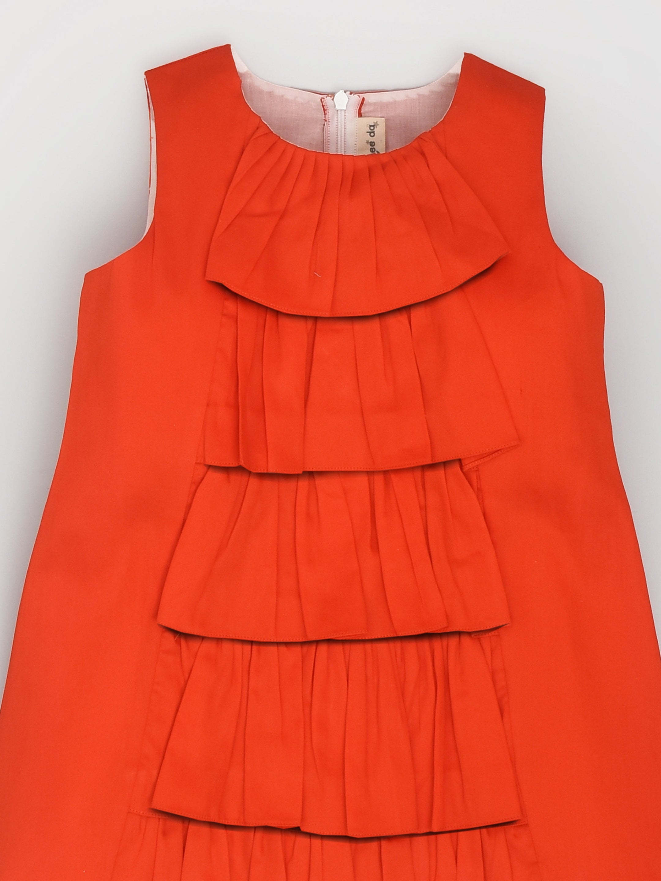 Tiger Orange Frill Front Panelled Dress