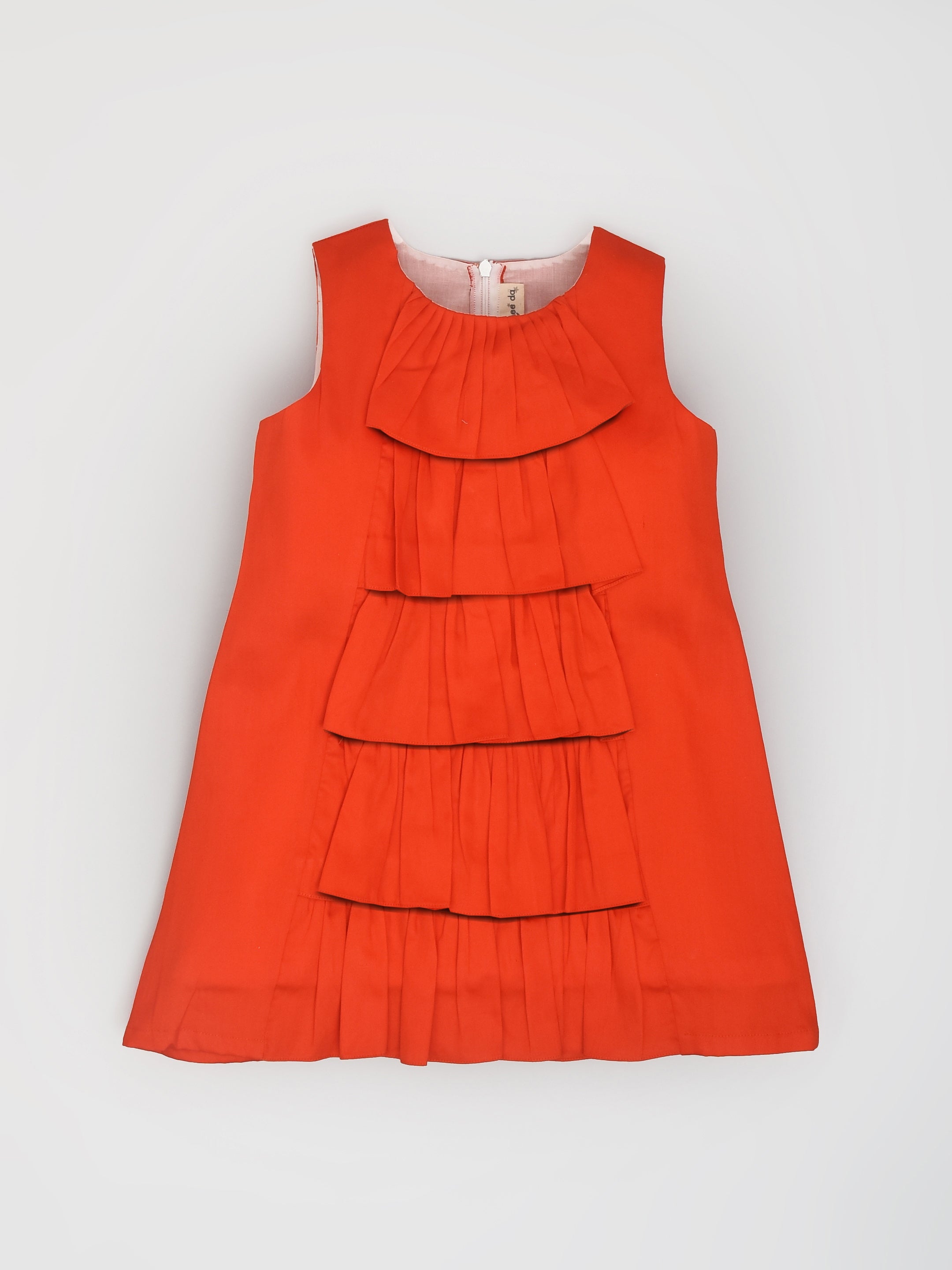 Tiger Orange Frill Front Panelled Dress