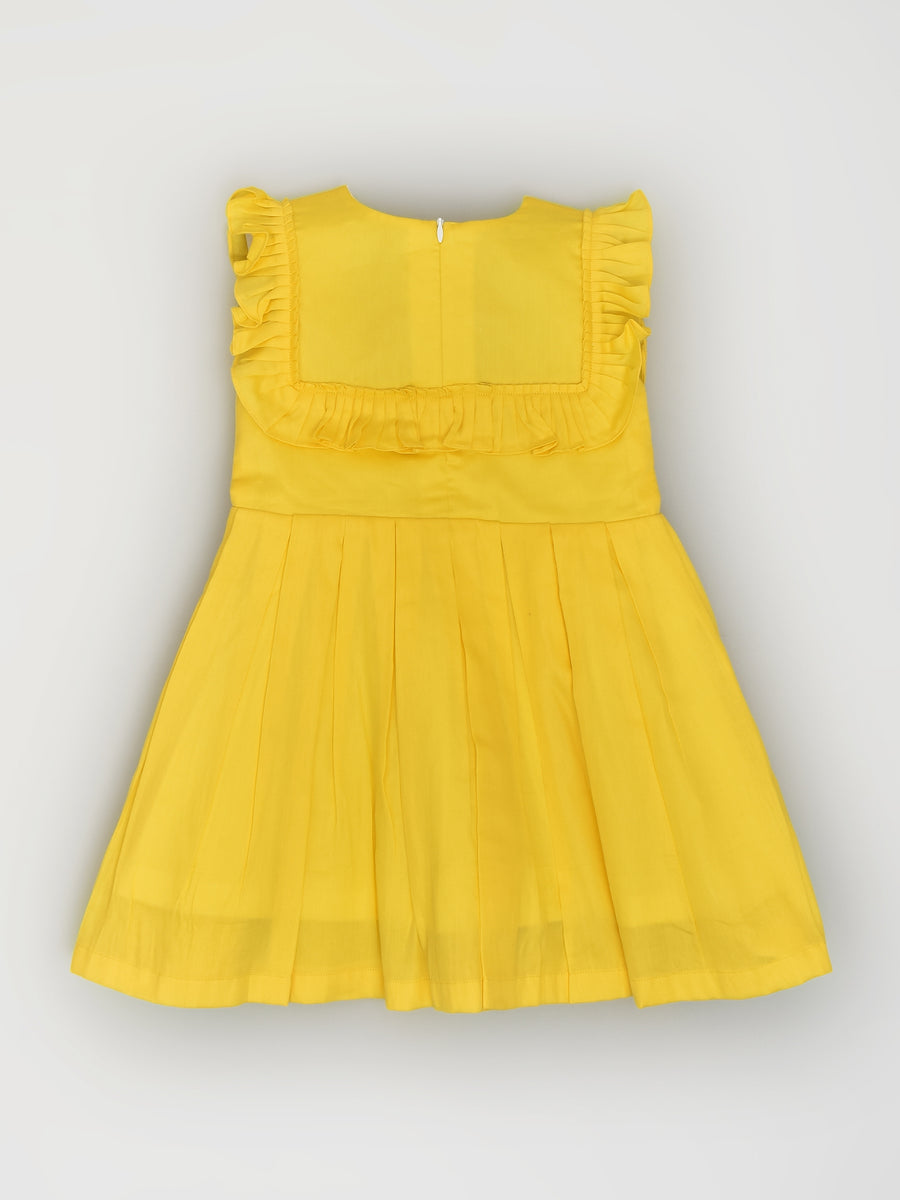 Candy Yellow Pleated Dress - back
