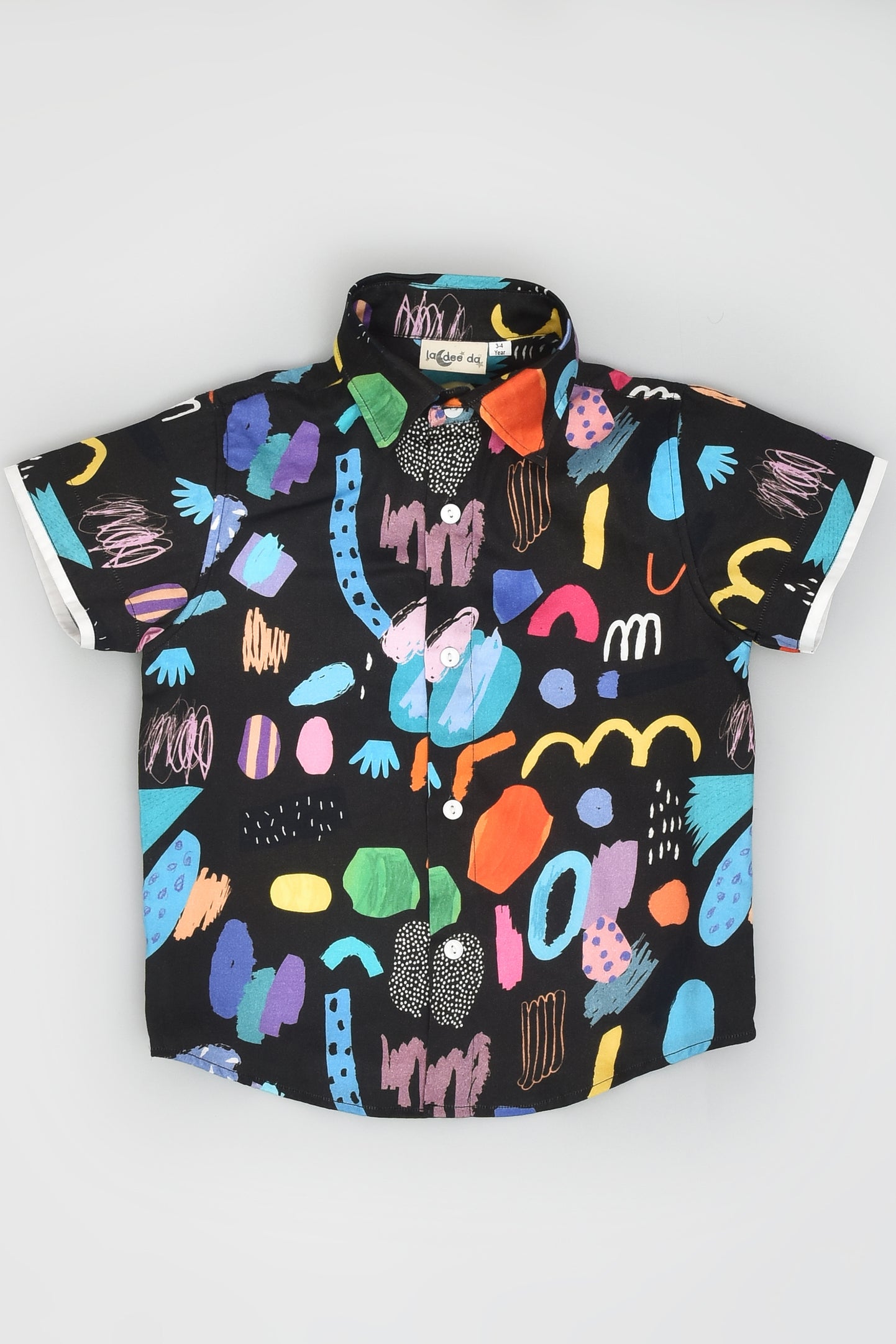 Black Abstract Print Shirt front