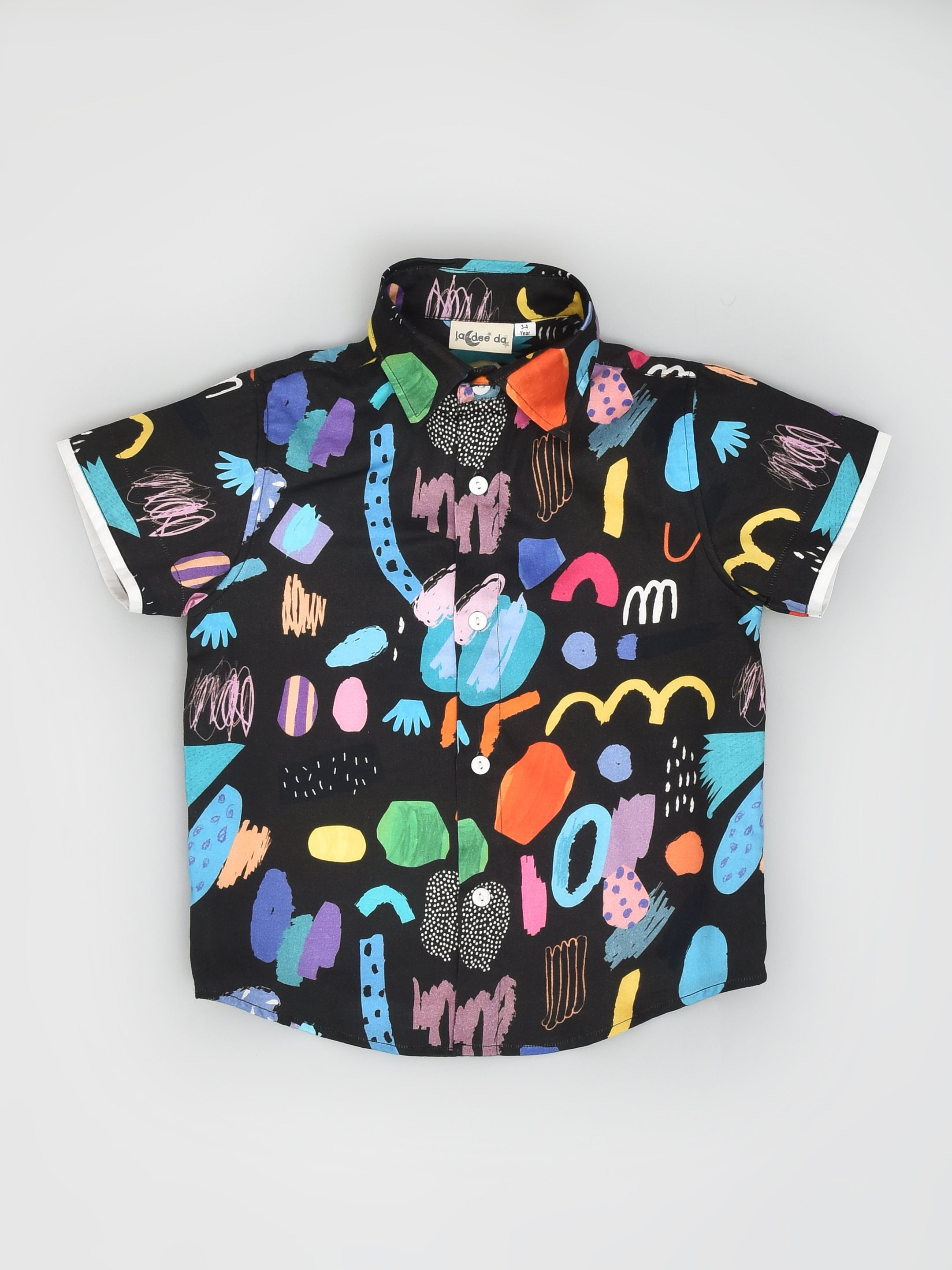 Black Abstract Print Shirt front