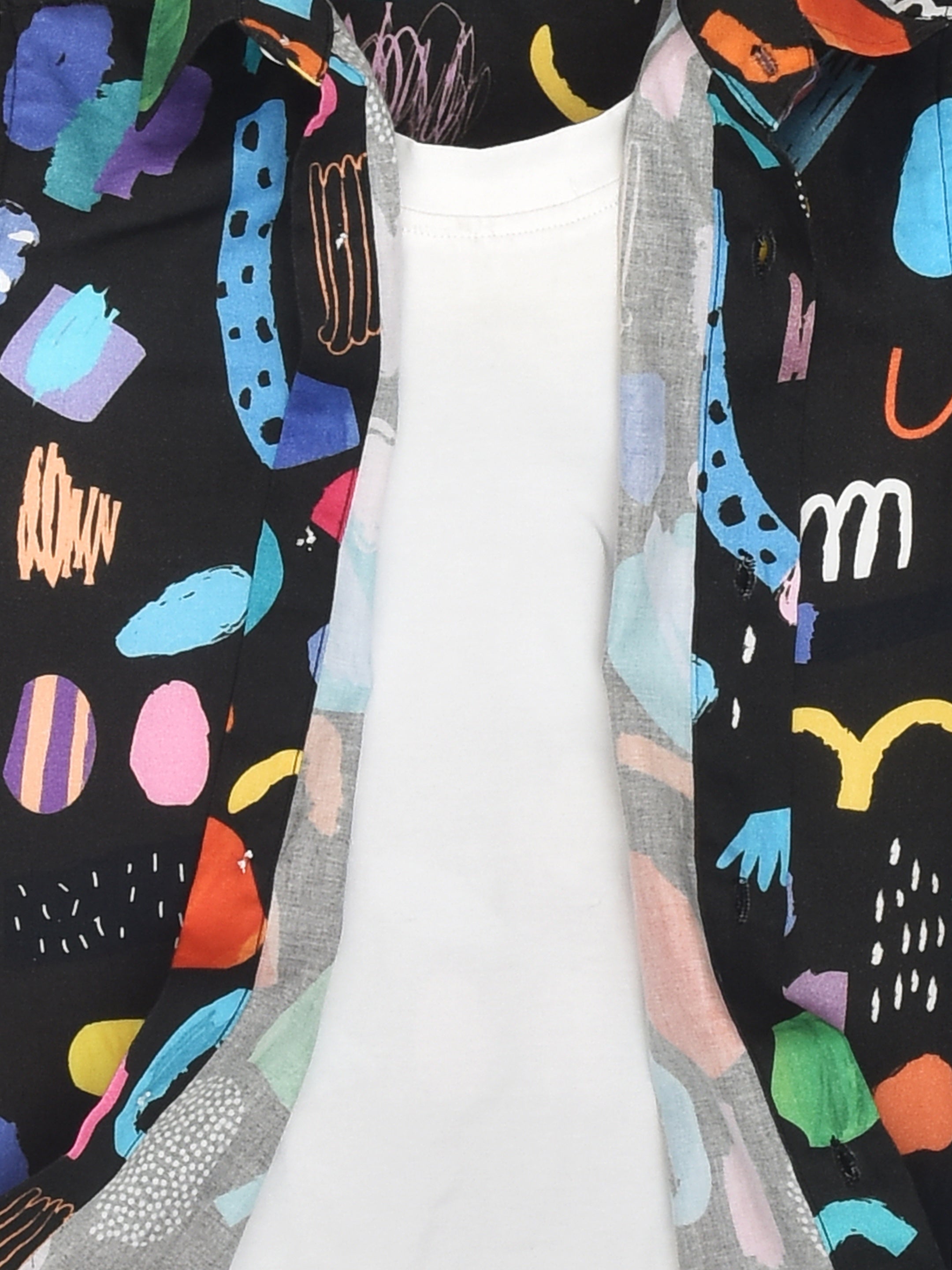 Black Abstract Print Shirt close view