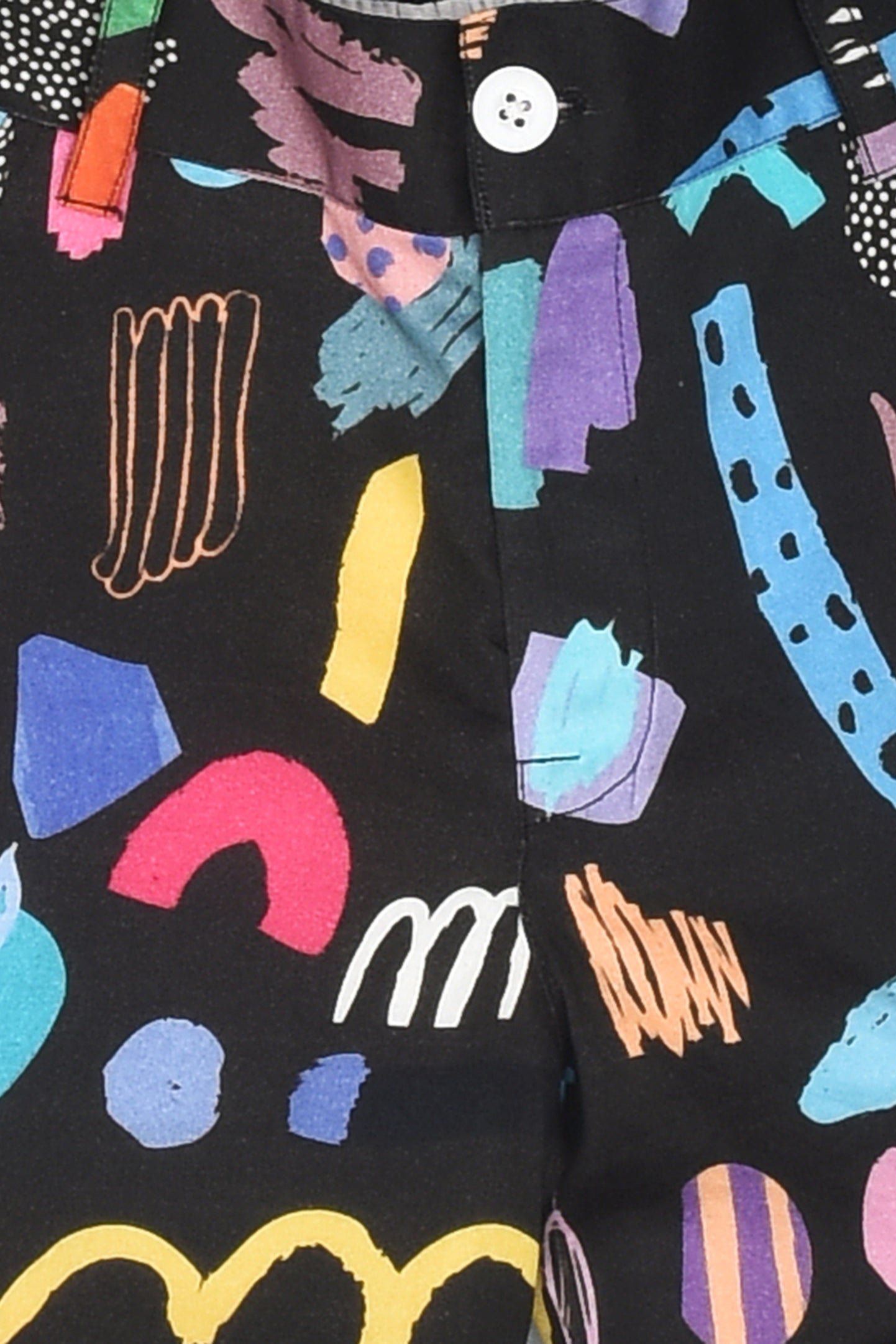 Black Abstract Print Shorts