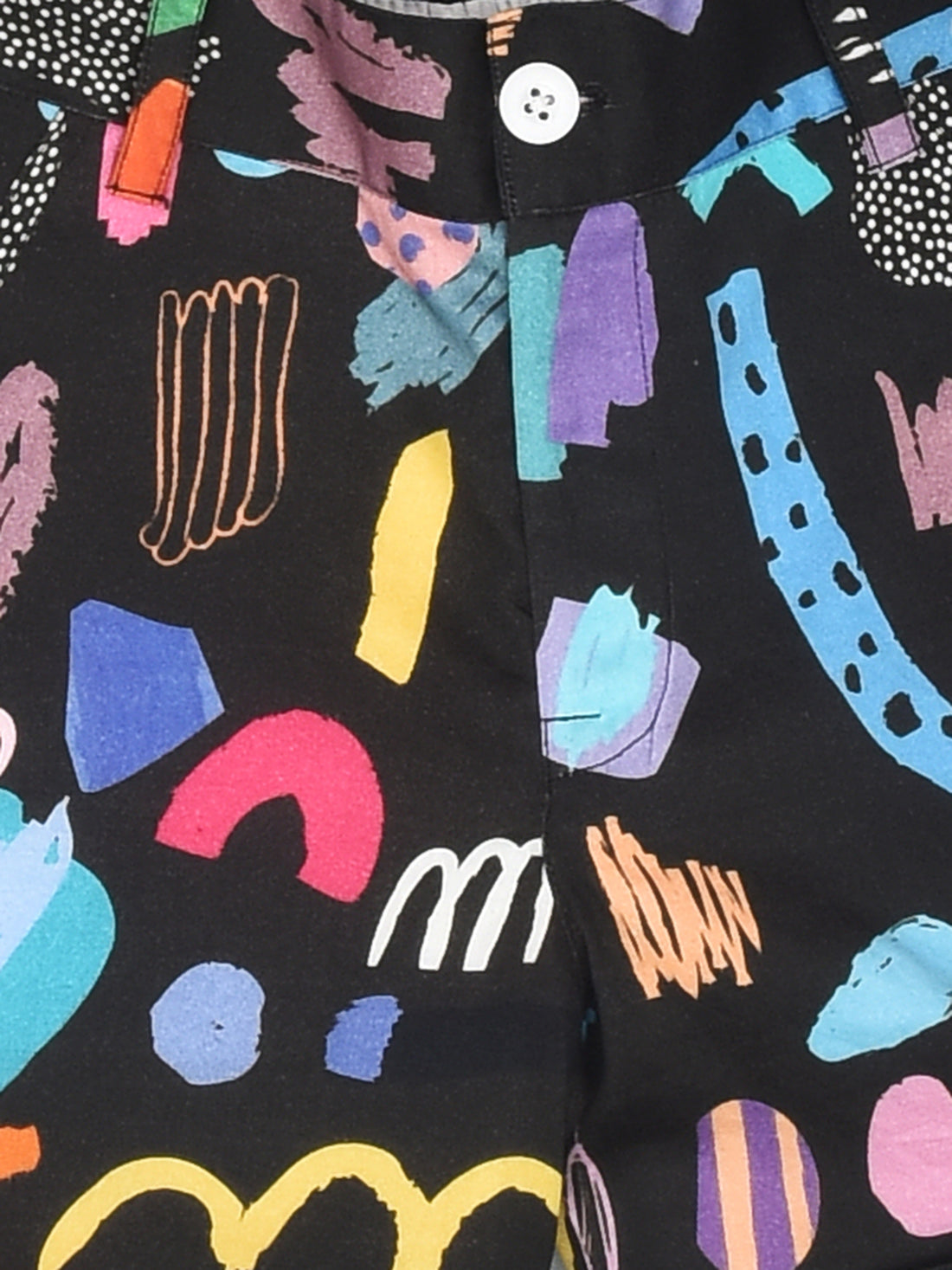 Black Abstract Print Shorts