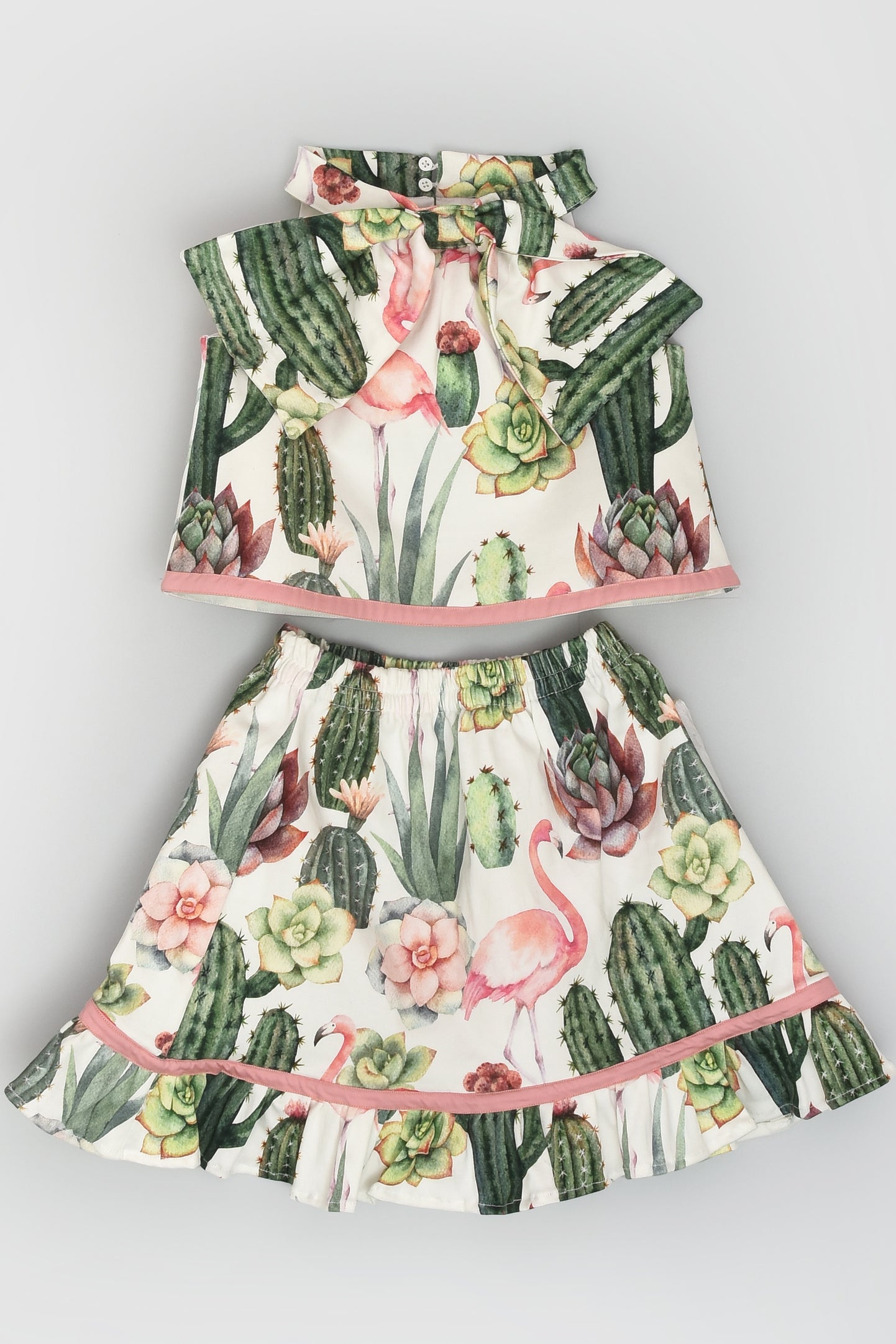 Cactus and Flamingo Top and Skirt