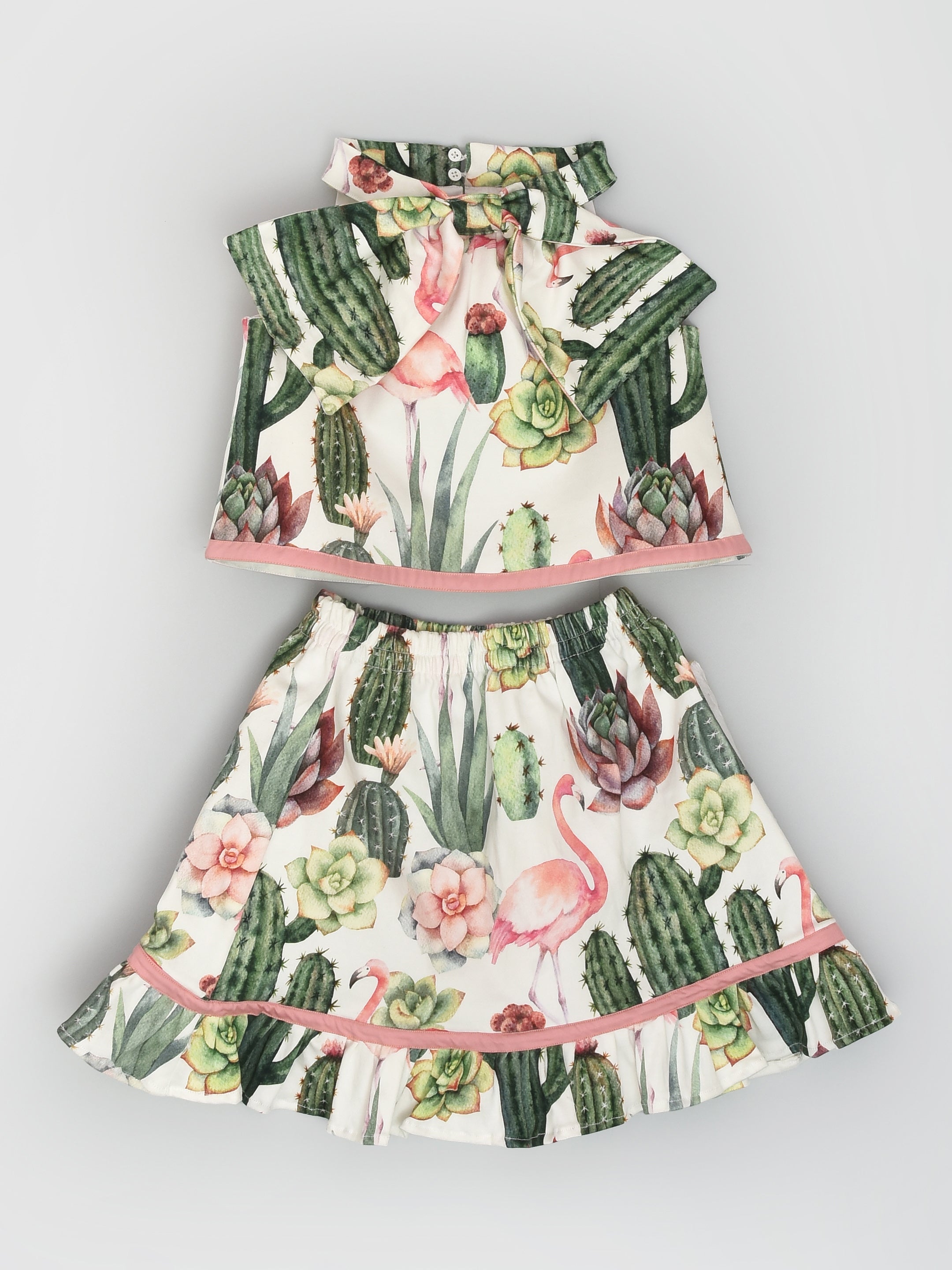 Cactus and Flamingo Top and Skirt
