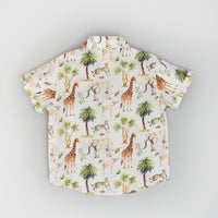 Jungle Printed Panelled Shirt with Denim Shorts Travel Set for Boys