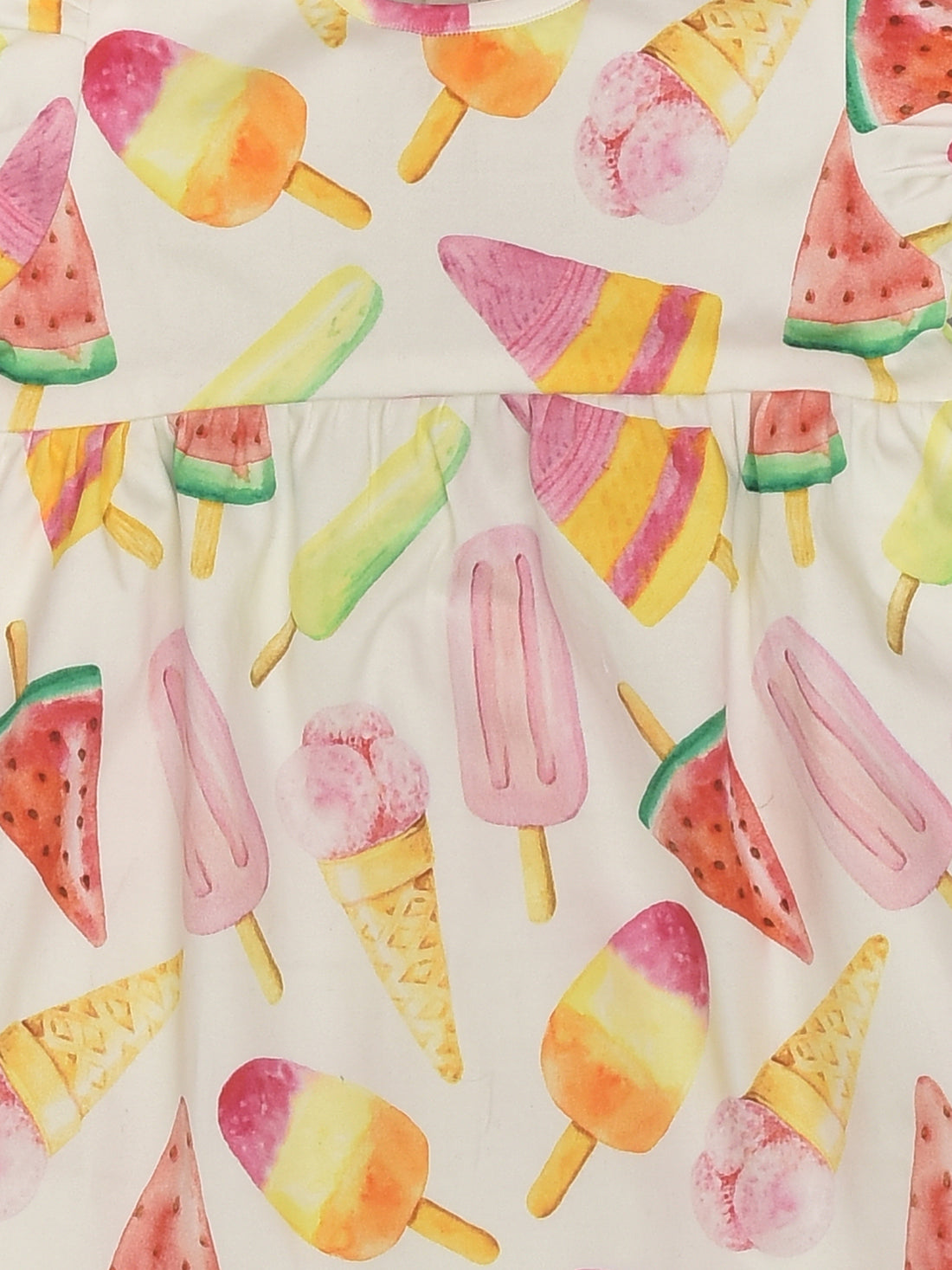 Pastel Ice-cream Print Dress with Puffed Sleeves