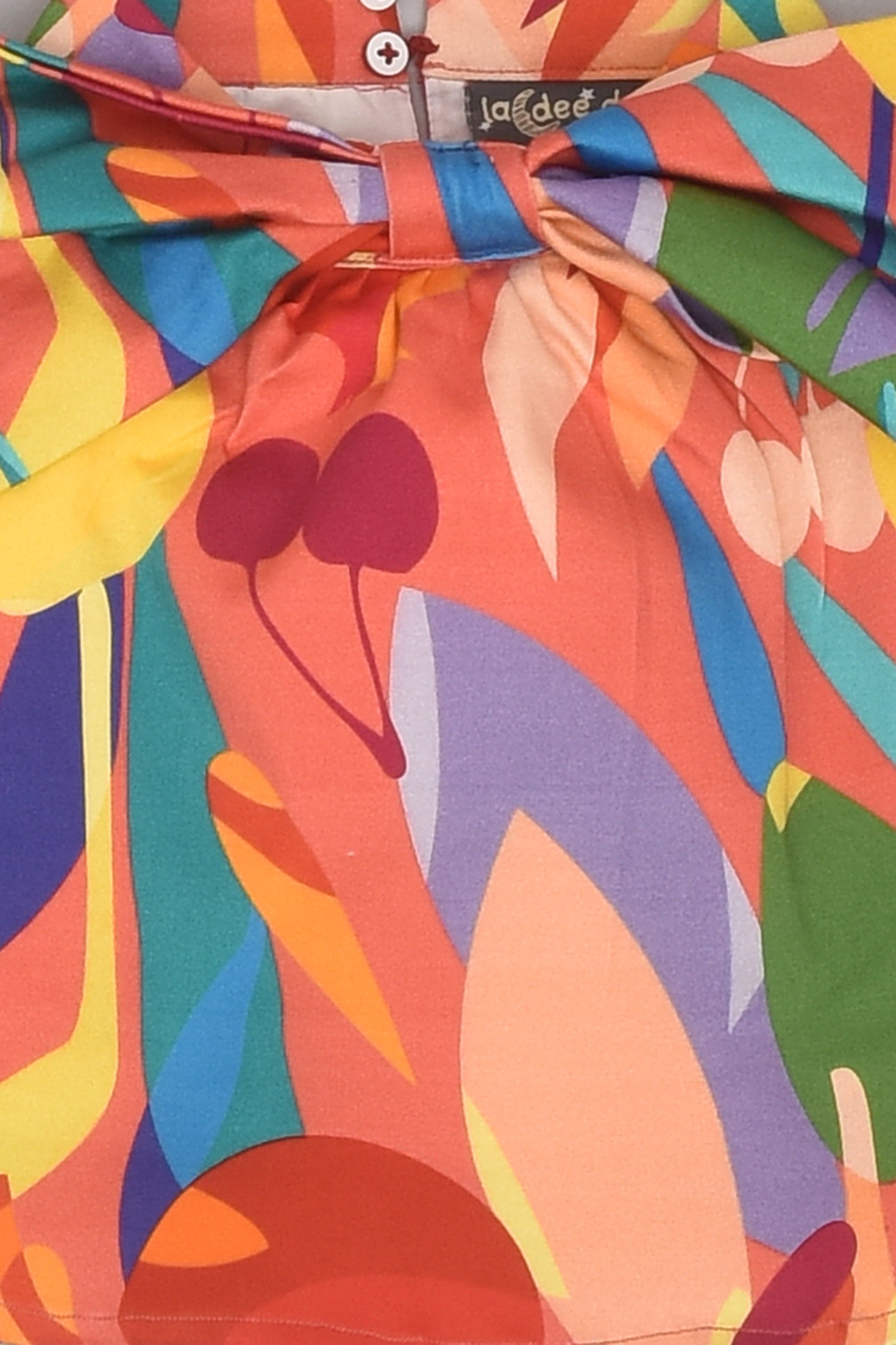 بلوزة بدون أكمام بطباعة تجريدية وردية مع فيونكة وتنورة للحفلات للفتيات