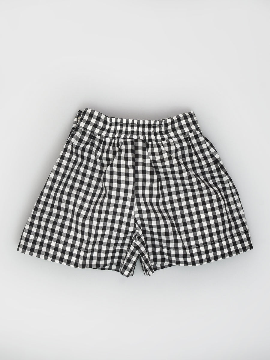 Black & White Checks Peplum Top & Shorts Co-ord Set with a Cute Bow