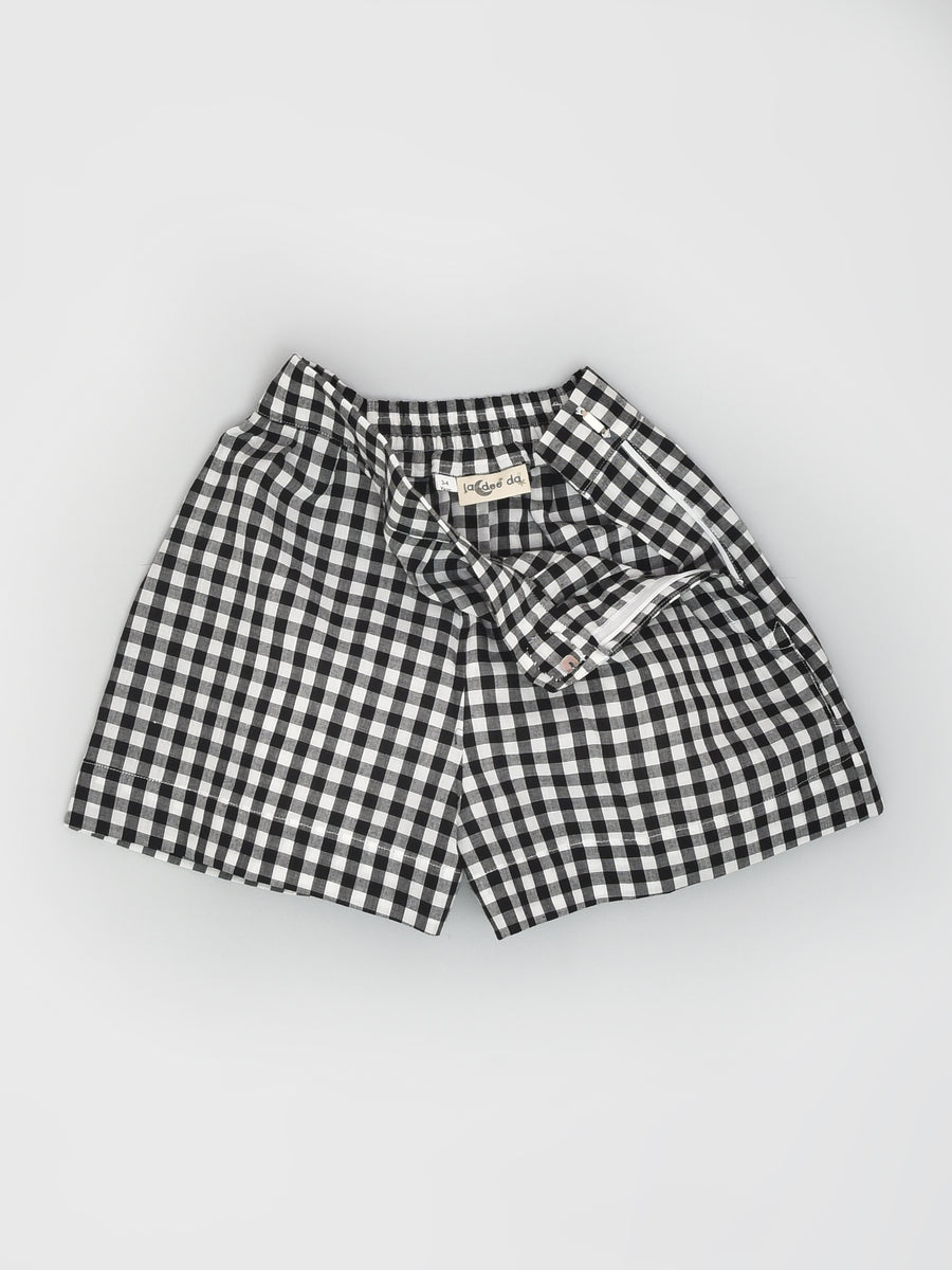 Black & White Checks Peplum Top & Shorts Co-ord Set with a Cute Bow