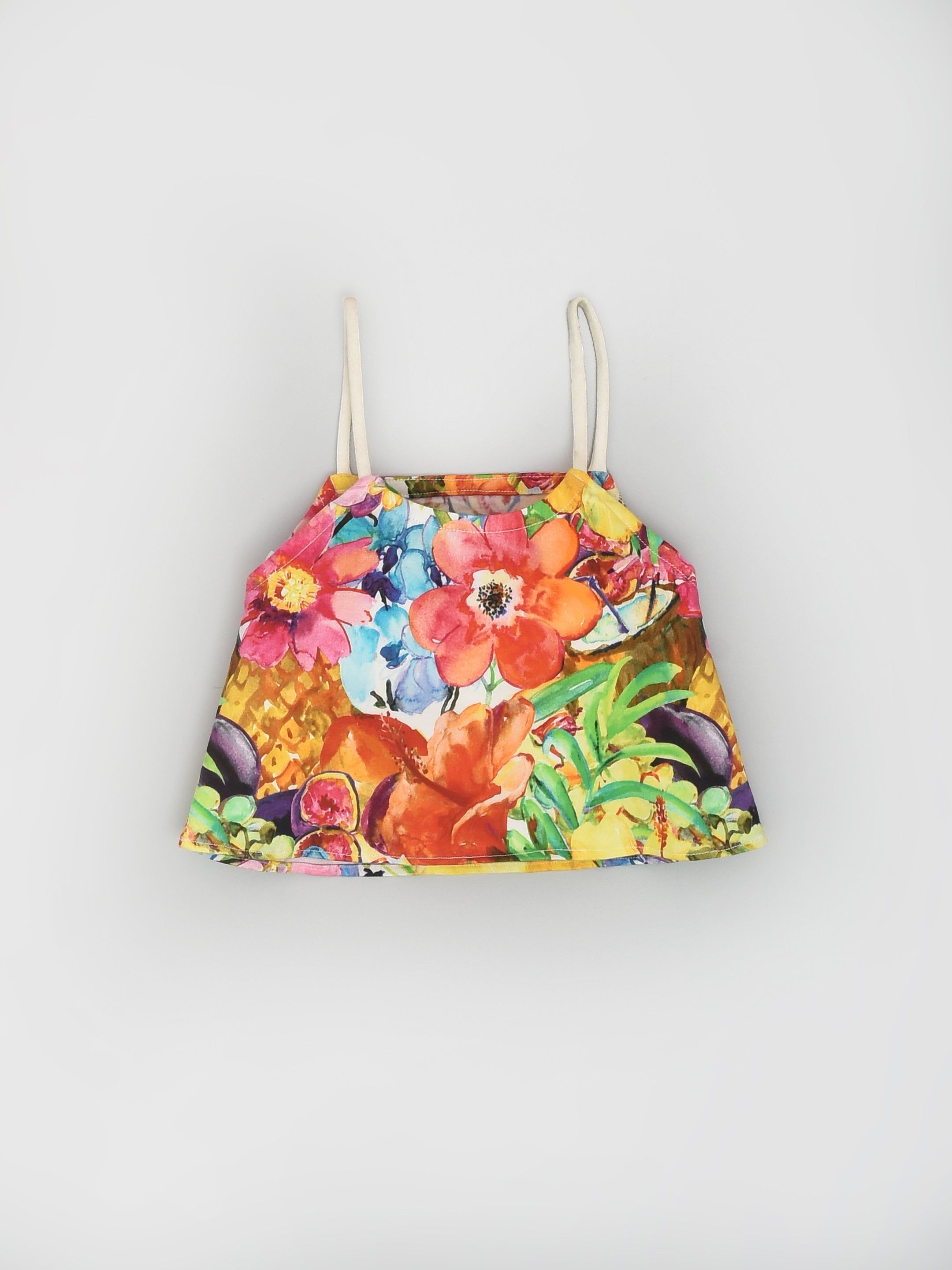 طقم علوي وشورت بدون أكمام بطباعة زهور الأناناس للفتيات