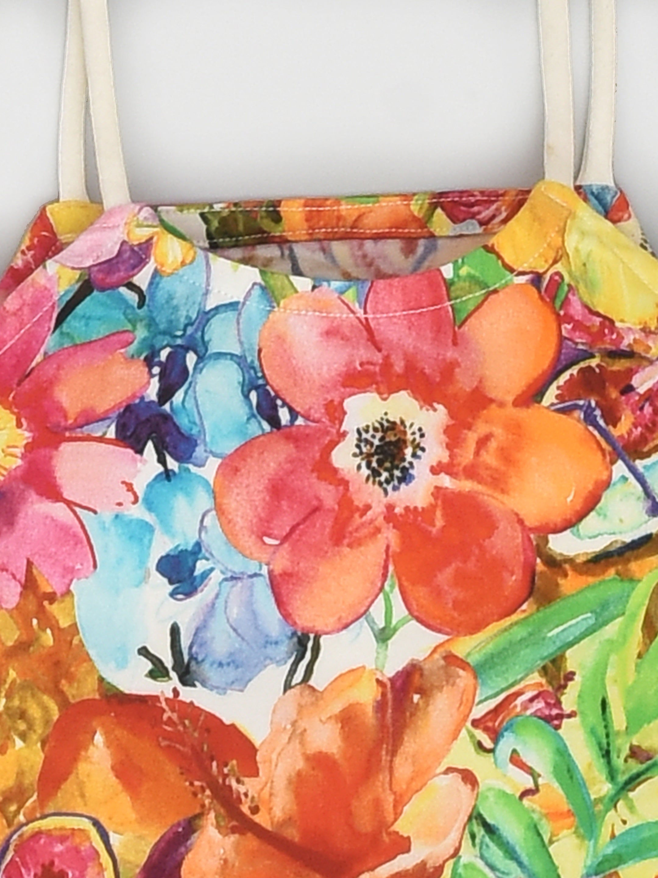 طقم علوي وشورت بدون أكمام بطباعة زهور الأناناس للفتيات