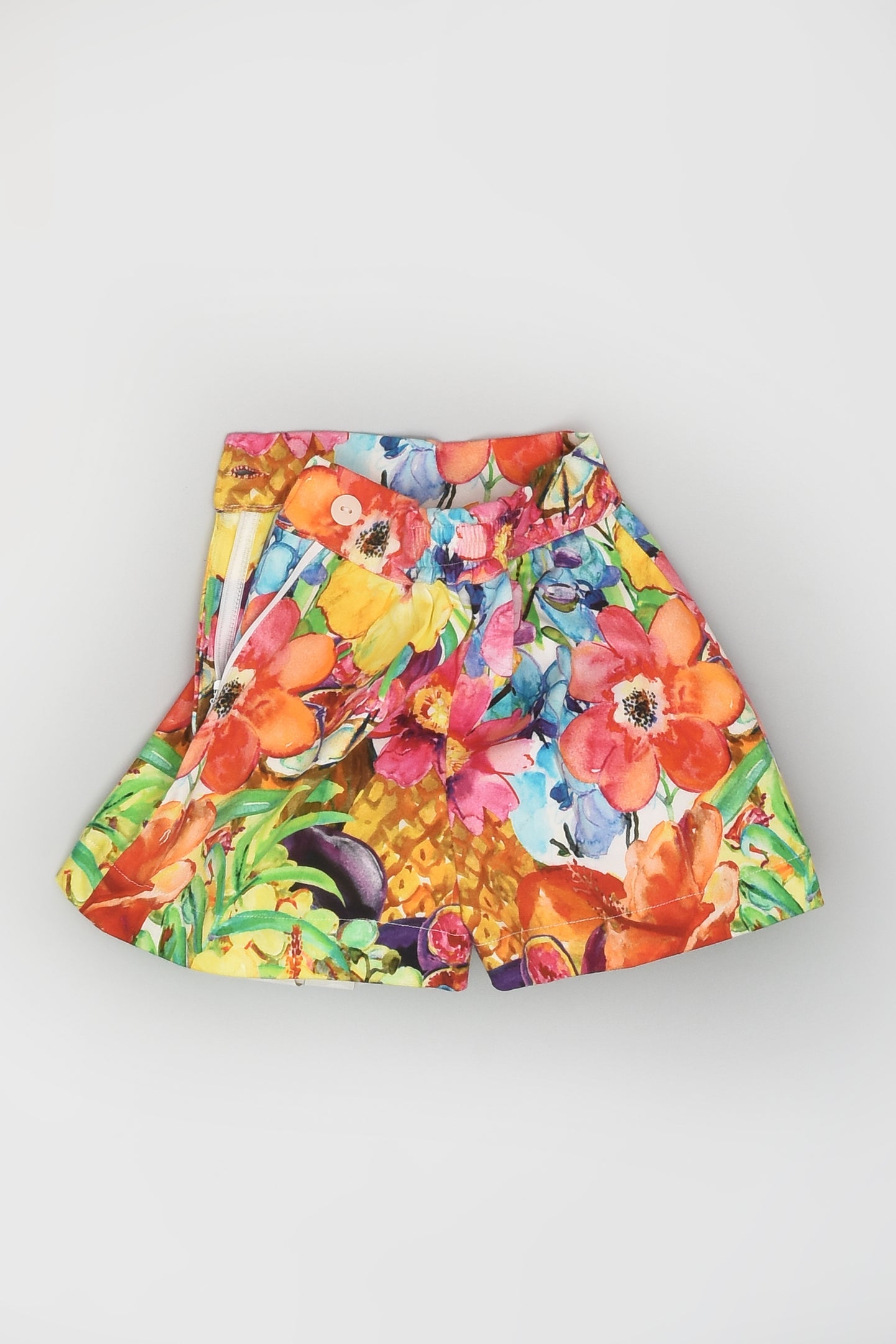 طقم علوي وشورت بدون أكمام بطباعة زهور الأناناس للفتيات