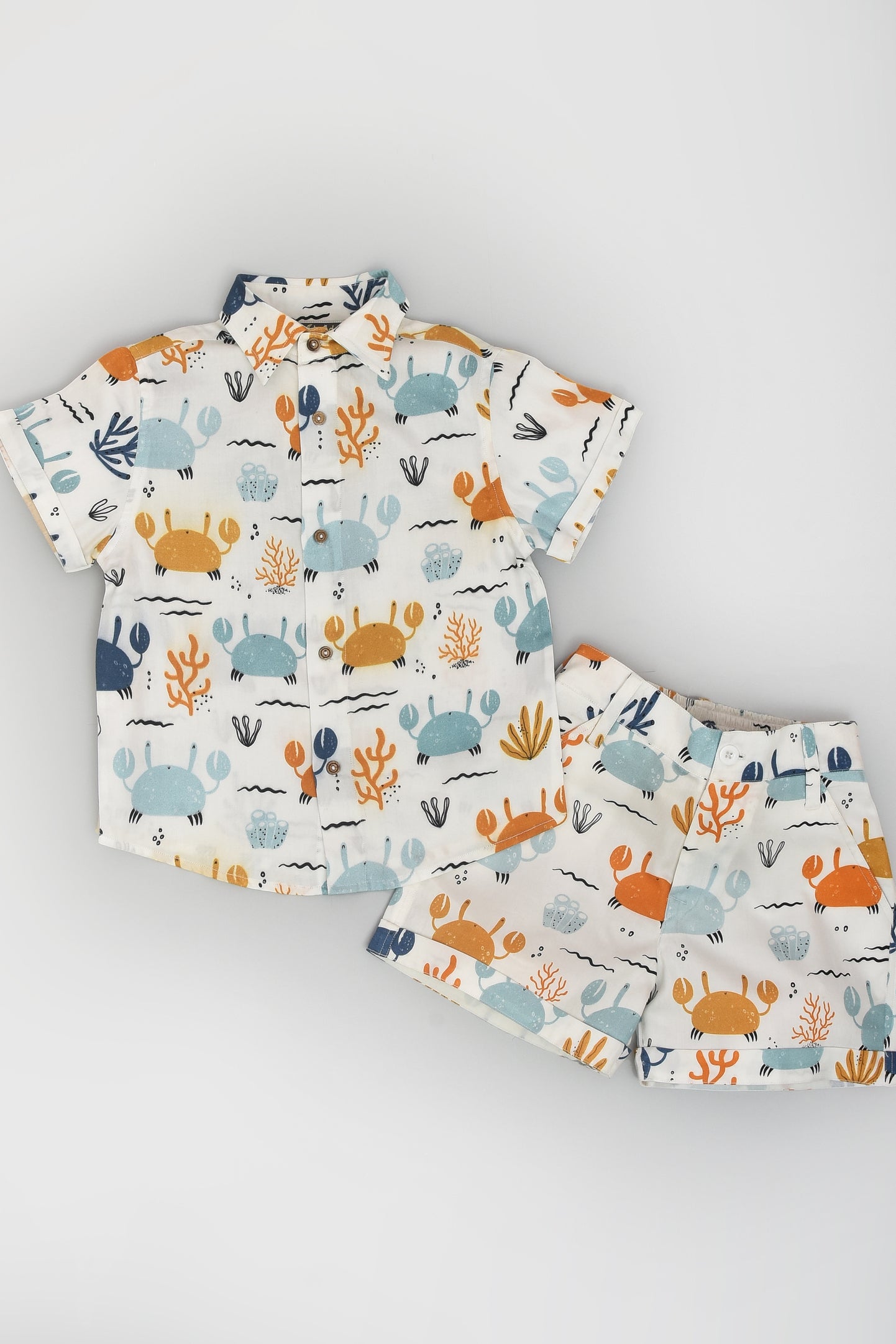 Crab Print Shirt And Shorts