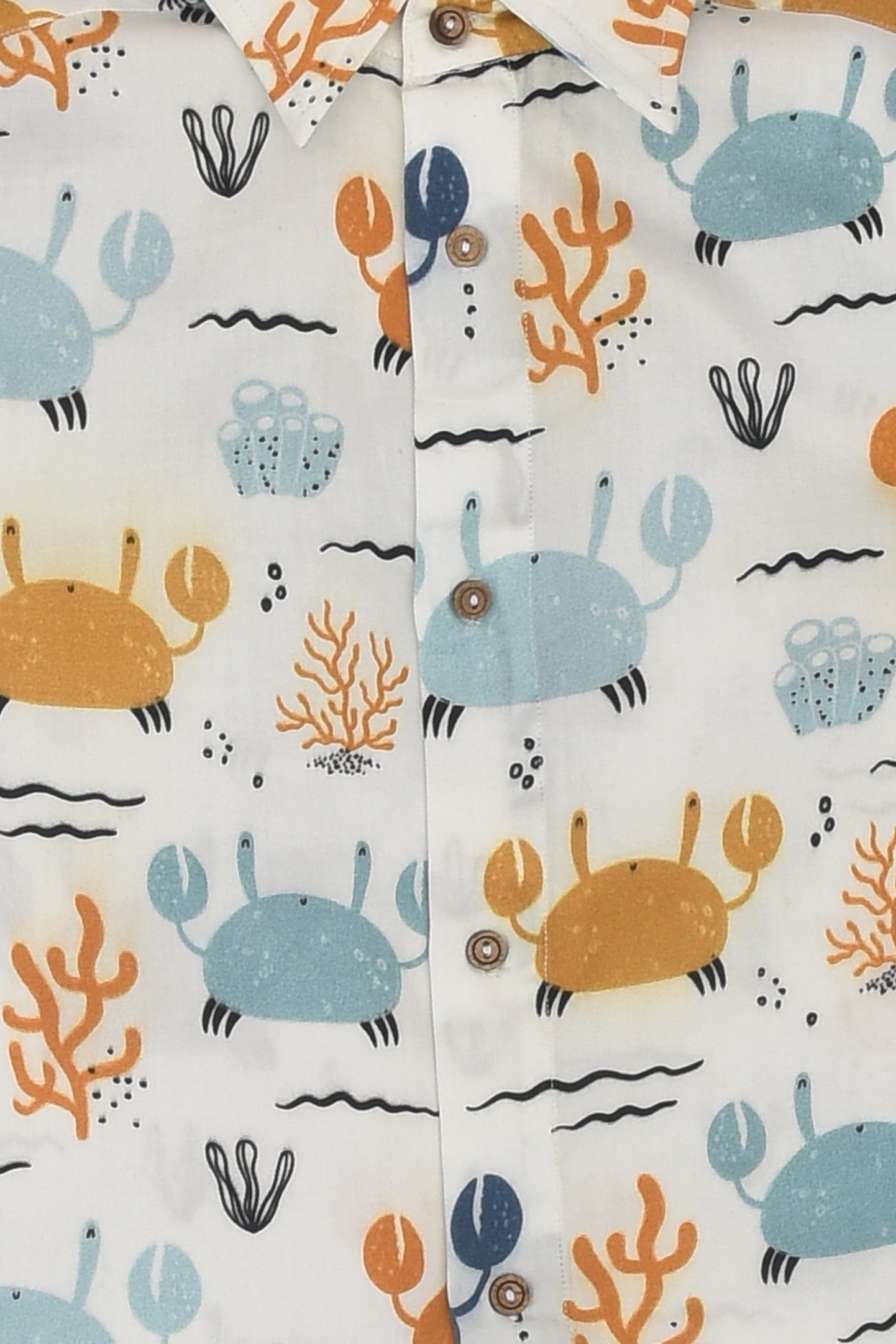 Bestselling Cute Crab Printed Half Sleeve White Travel Shirt for Boys