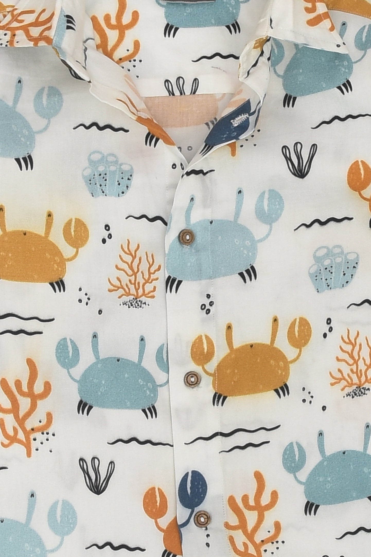Bestselling Cute Crab Printed Half Sleeve White Travel Shirt for Boys
