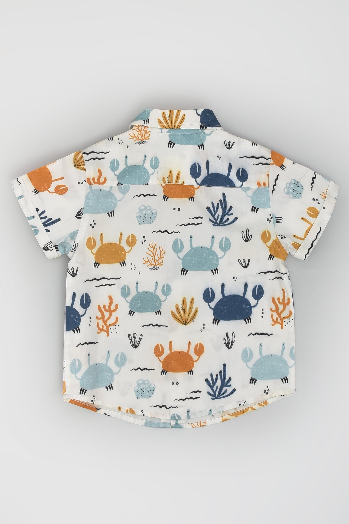 Bestselling Cute Crab Printed Half Sleeve White Travel Shirt for Boys