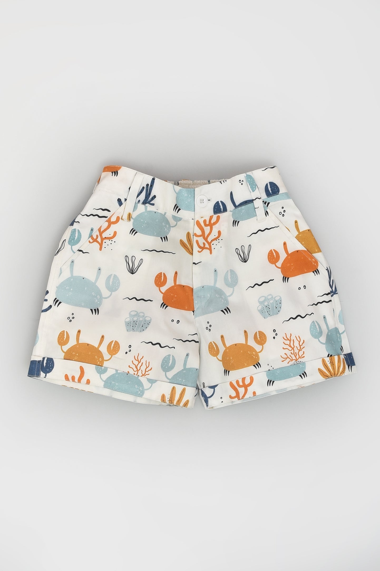 طقم قميص وشورت بطباعة سرطان البحر منسق للسفر للأولاد