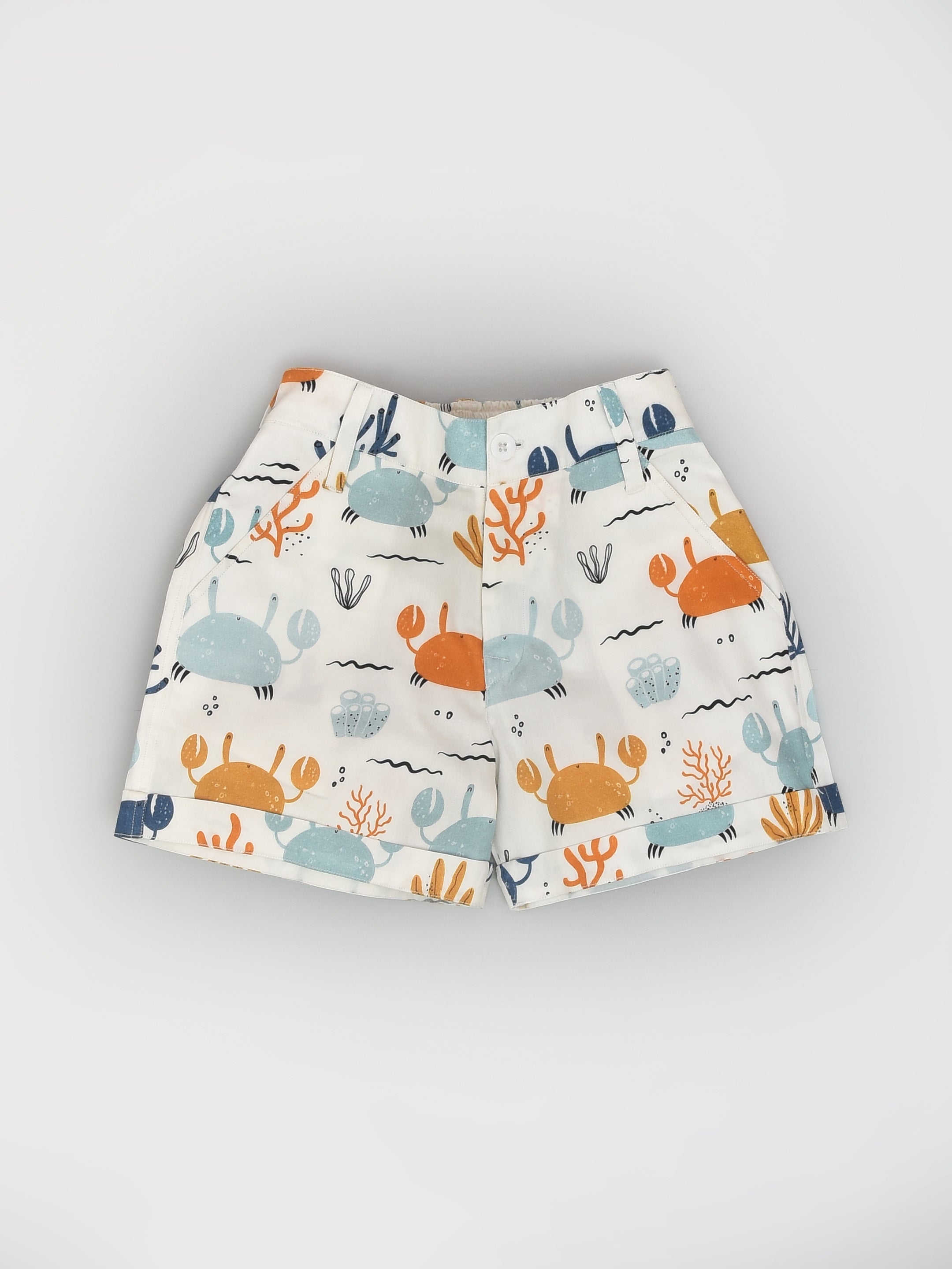 طقم قميص وشورت بطباعة سرطان البحر منسق للسفر للأولاد