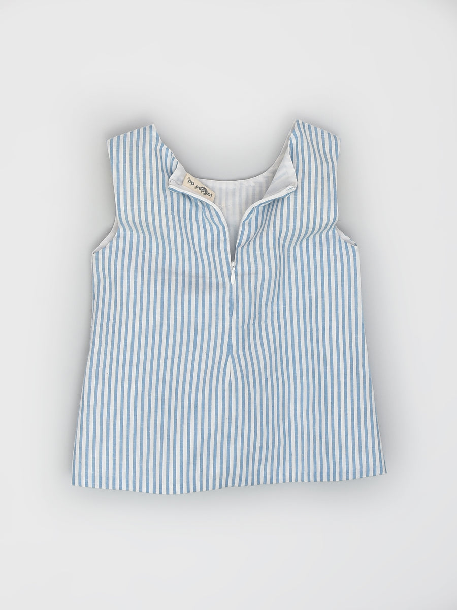 Blue Stripe Top & Shorts Co-ord Set with 3 Colourful Bows